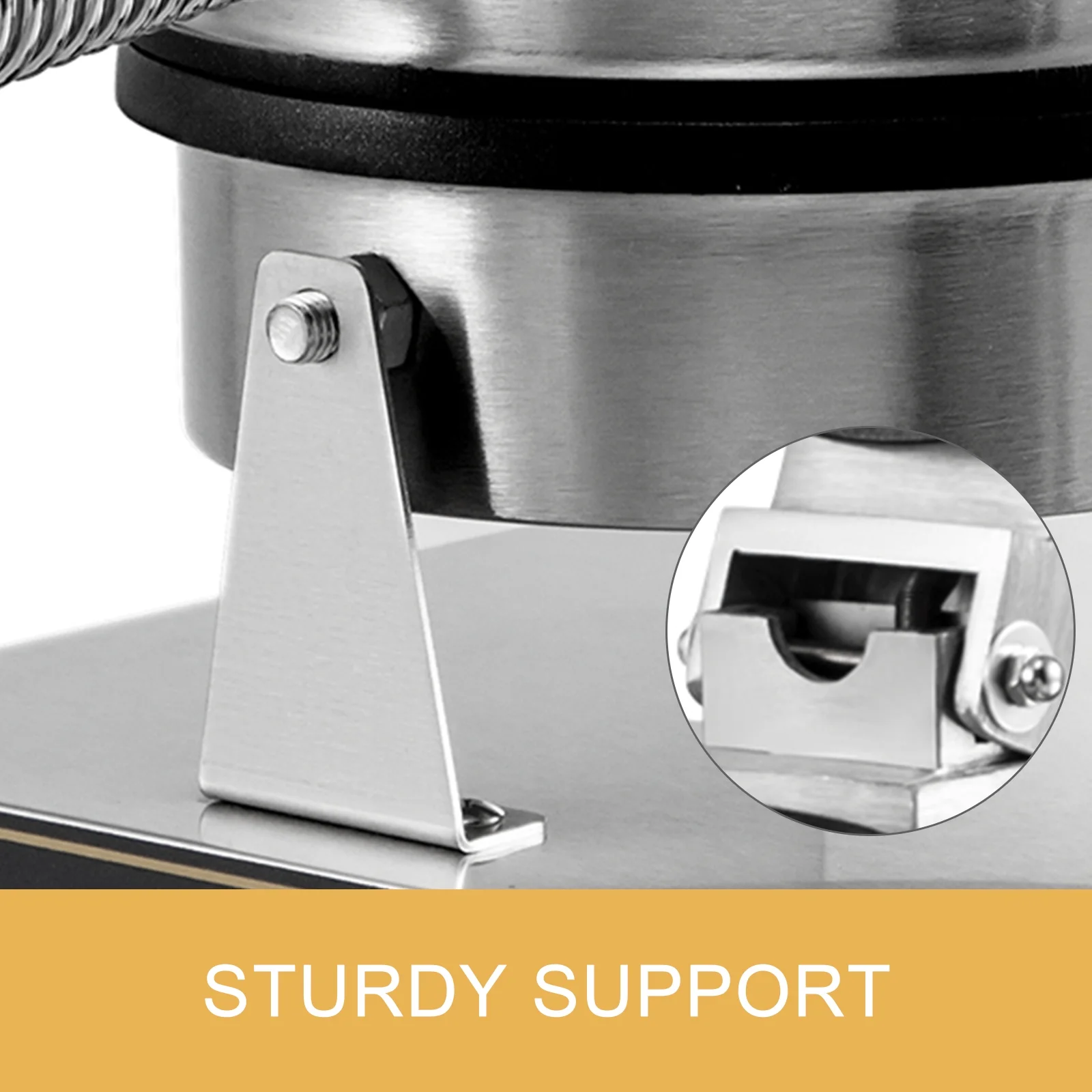 SKYSHALO 1100W Stainless Steel 110V Temperature and Time Control, Suitable for Restaurant Bakeries Snack Bar Family, Sliver Commercial Round Waffle Maker Nonstick