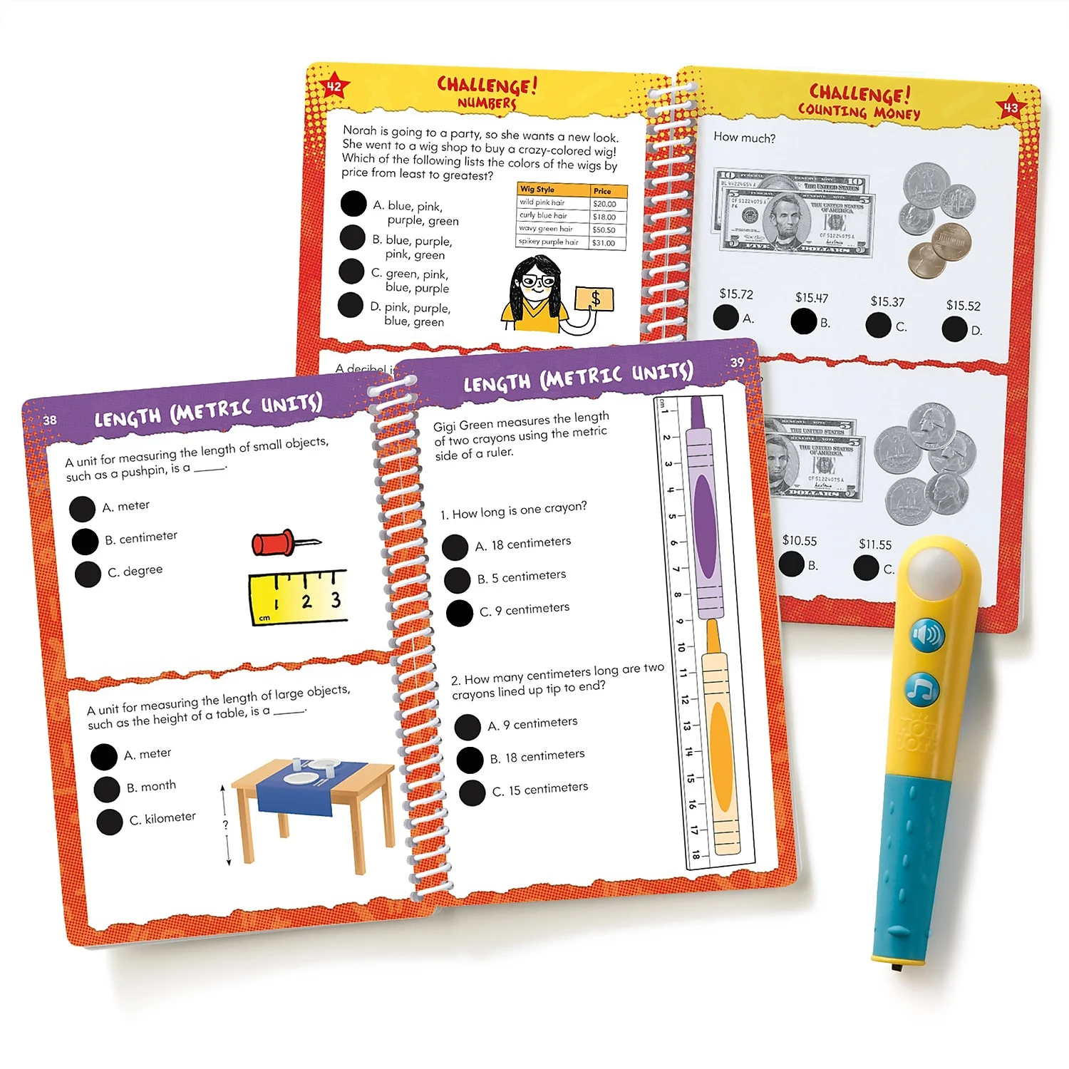 Educational Insights Hot Dots Let's Master Grade 2 Math Set with Talking Pen