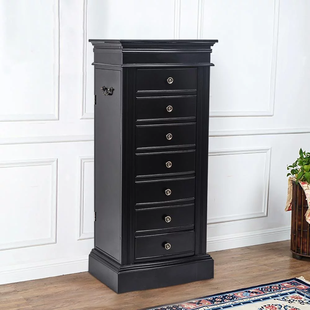 Ktaxon 7-Drawer Jewelry Cabinet Armoire Front Storage Chest Stand Organizer Black