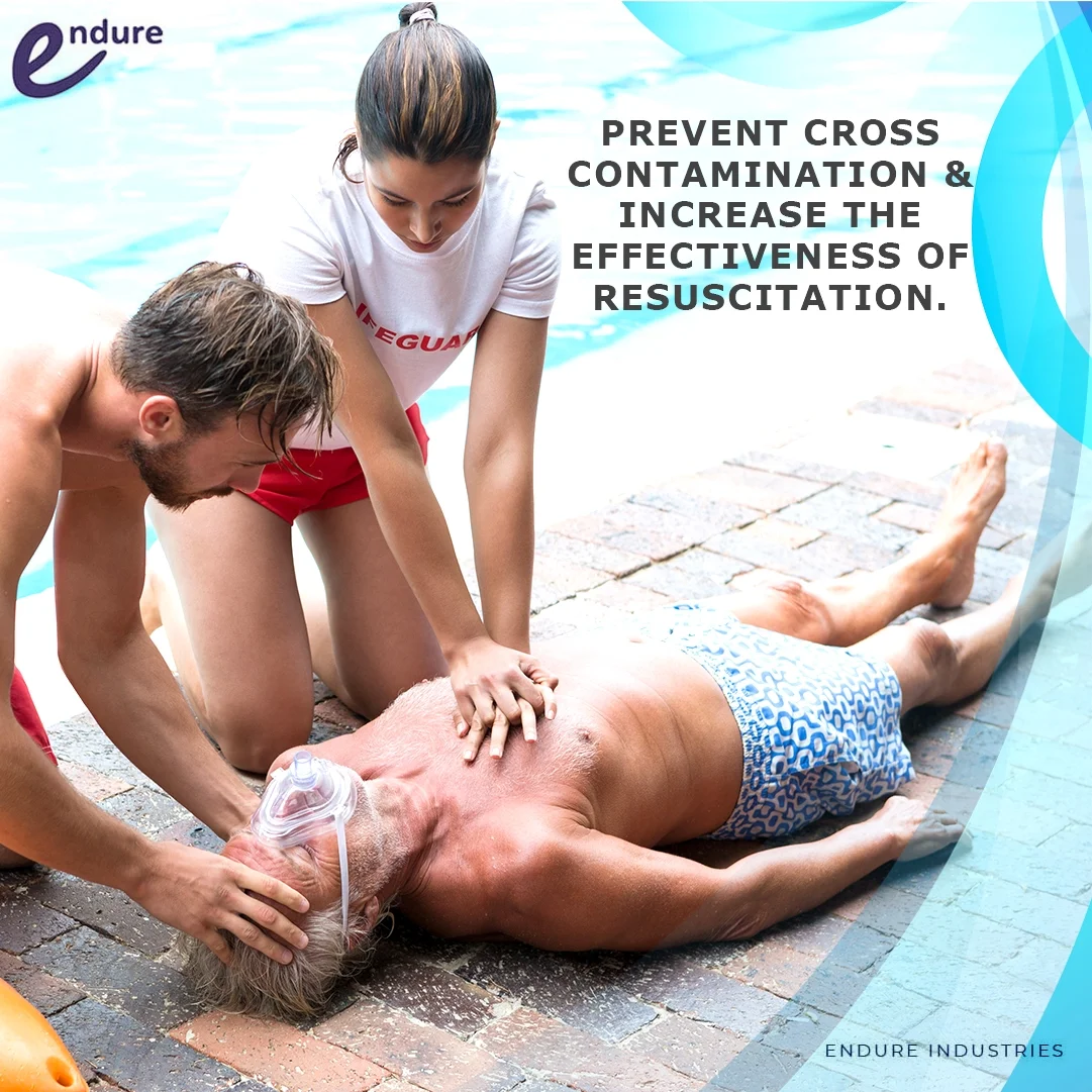 Endure Adult CPR Mask and Kit, 3 Pack of First Responder Kit in a Red Soft Case with Mask, Two PVC Gloves and Two Alcohol Prep Pads (3)