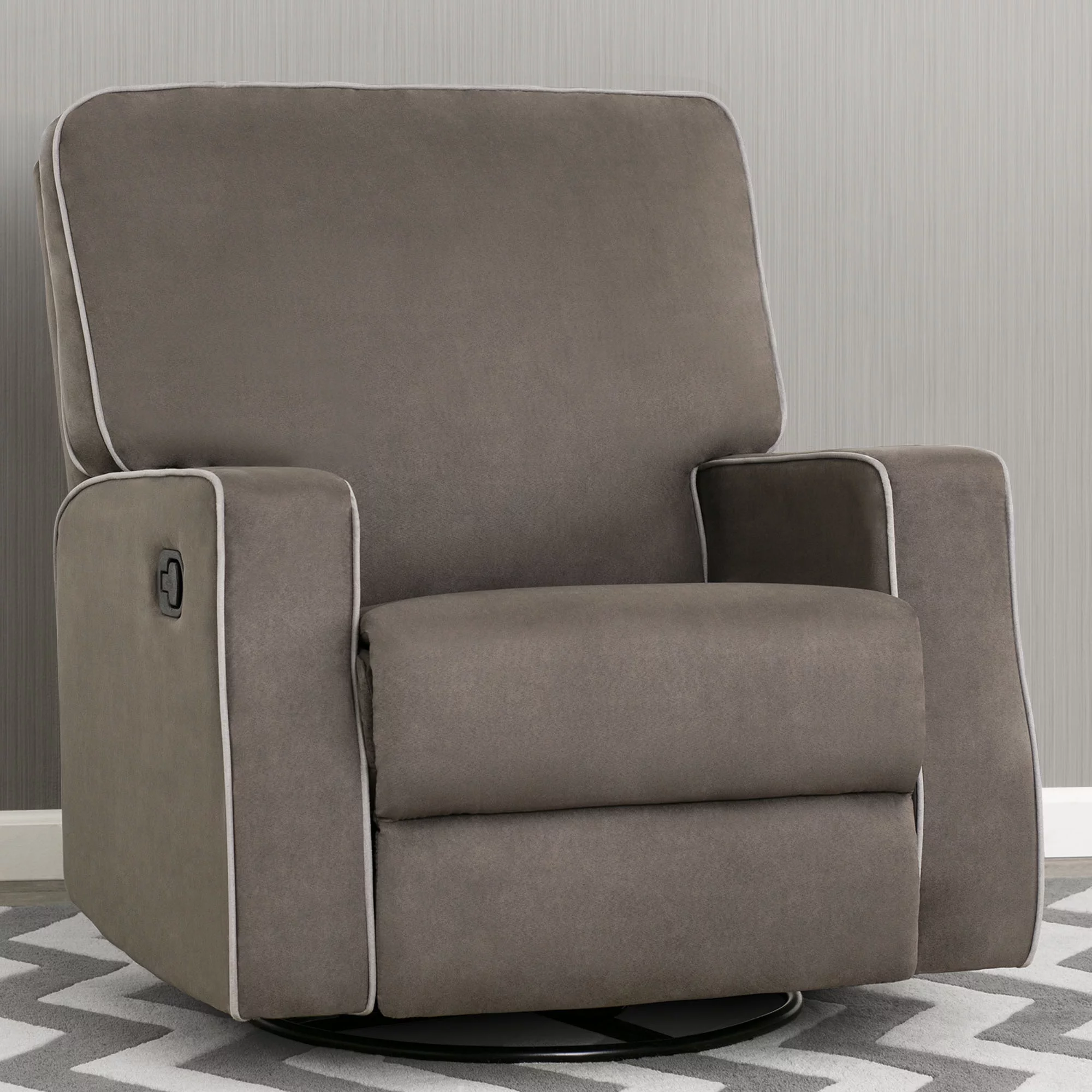 Delta Children Carson Nursery Glider Swivel Recliner, Graphite w/Dove Grey Welt