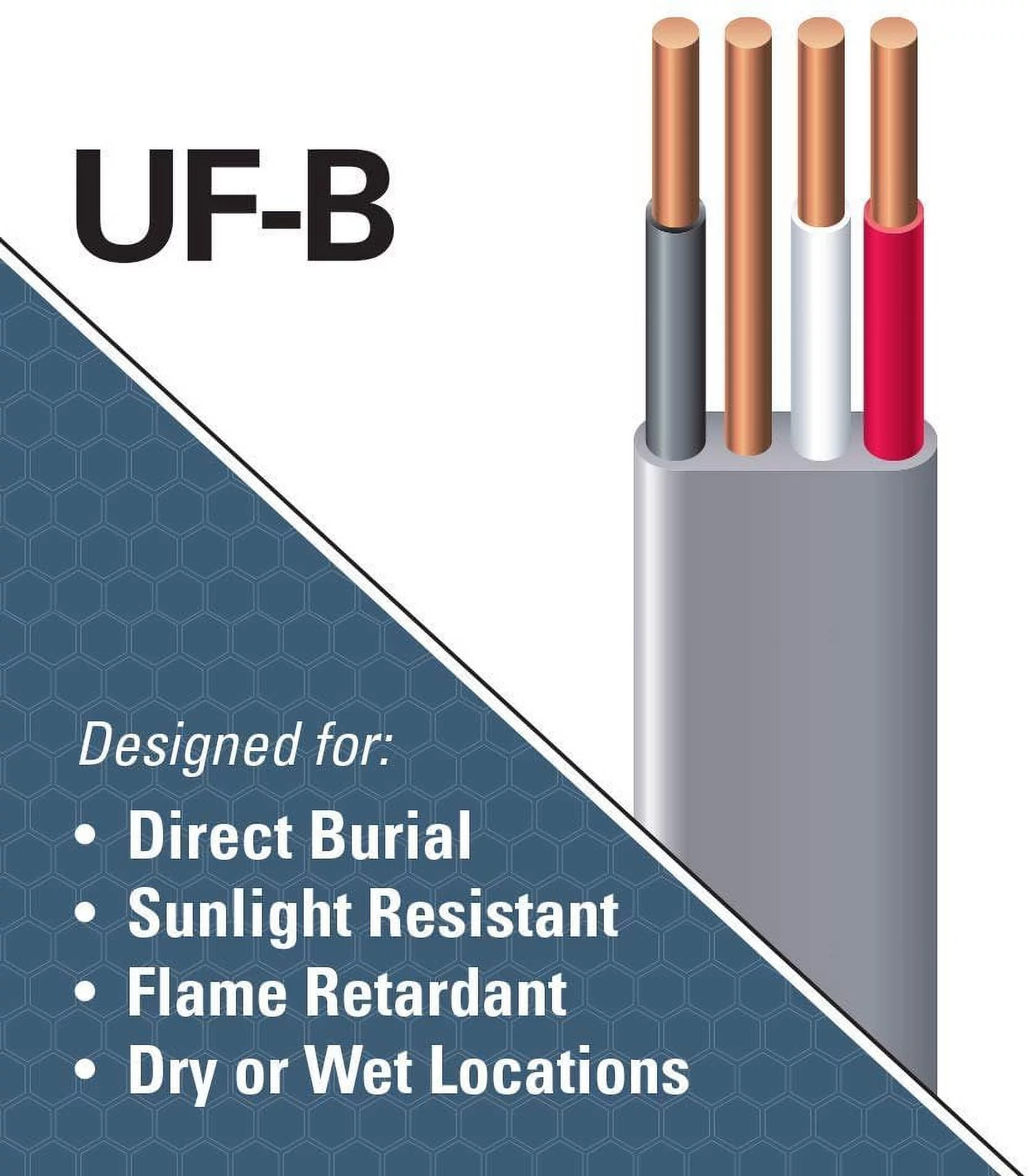 Southwire 13059122 Romex SIMpull 10/3Uf-Wgx50 Type Uf-B Building Wire, 10/3, 50 Ft, Pvc, Feet