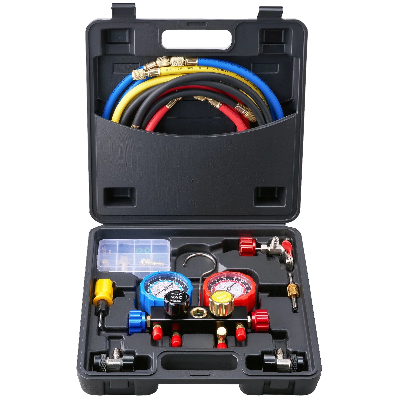 SKYSHALO AC Manifold Gauge Kit 4 Way Installation R134A R22 R12 R502 Cooling Charge