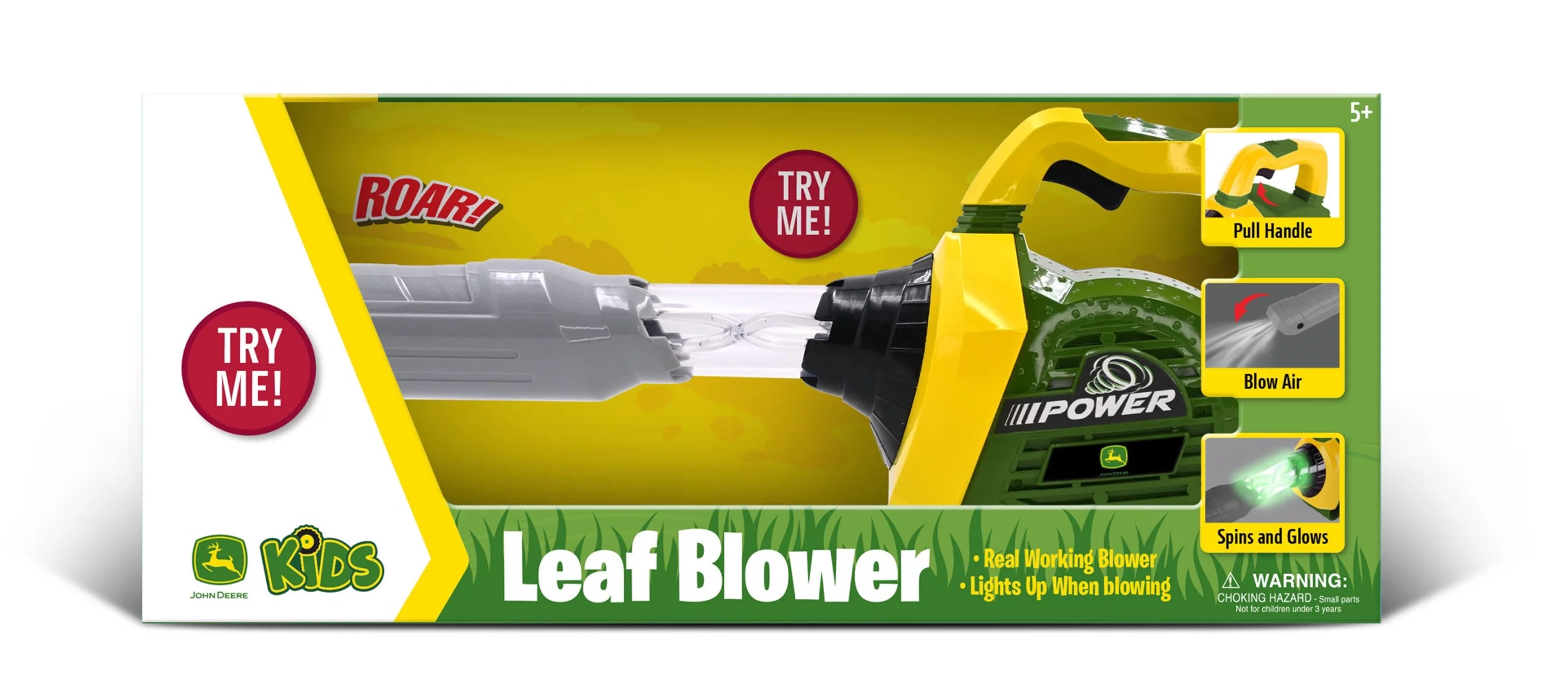 John Deere Leaf Blower Toy for Kids Pretend Construction Tool with Lights and Sounds 3+ yrs