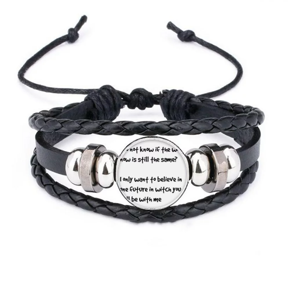 Famous Poetry Quote Future With You Bracelet Braided Leather Woven Rope Wristband