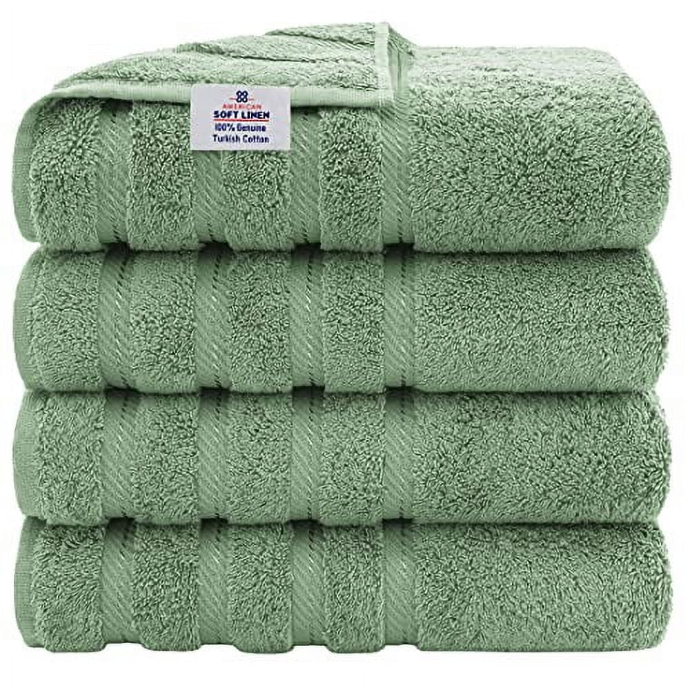 American Soft Linen Luxury Hotel & Spa Quality, Turkish Cotton, 27x54 Inches 4-Piece Bath Towel Set for Maximum Softness & Absorbency, Dry Quickly - Sage Green