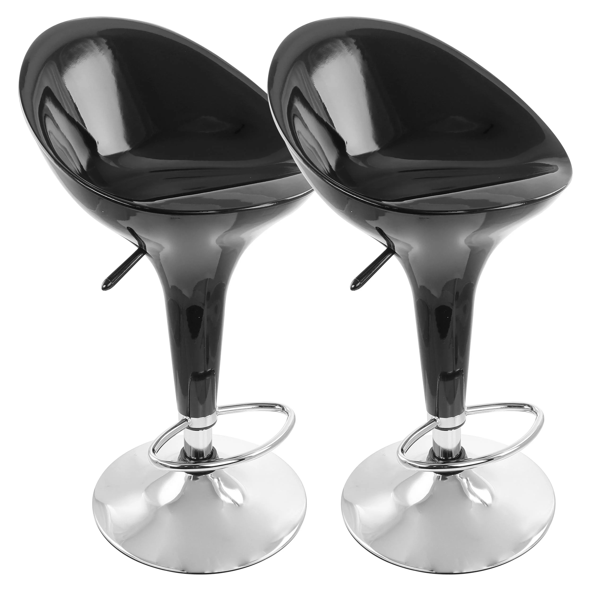 Elama Bar Stool with Adjustable Height & Swivel, Black and Chrome, Set of 2