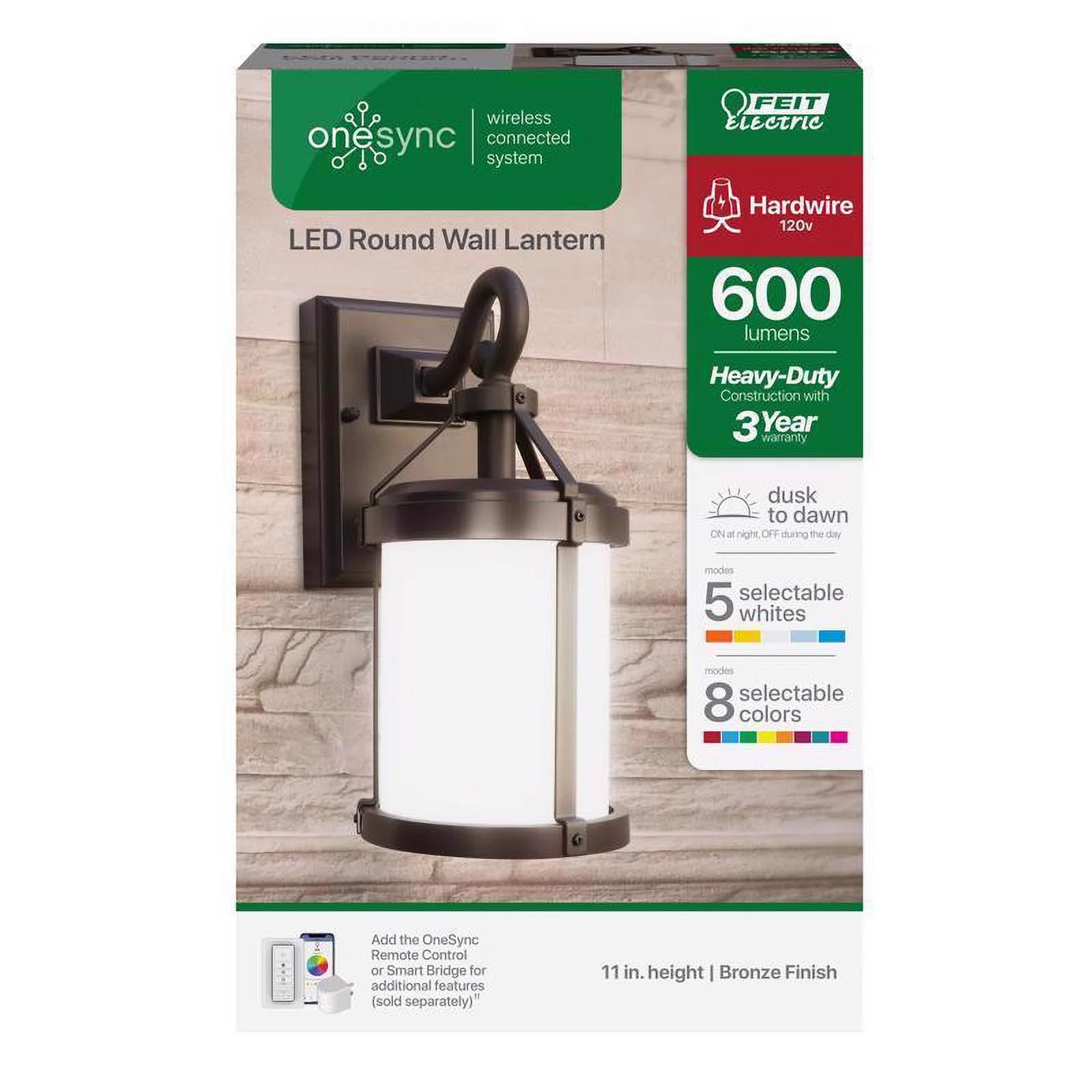 1 Pc, Feit Smart Home Bronze Dusk To Dawn Led Smart-Enabled Wall Lantern