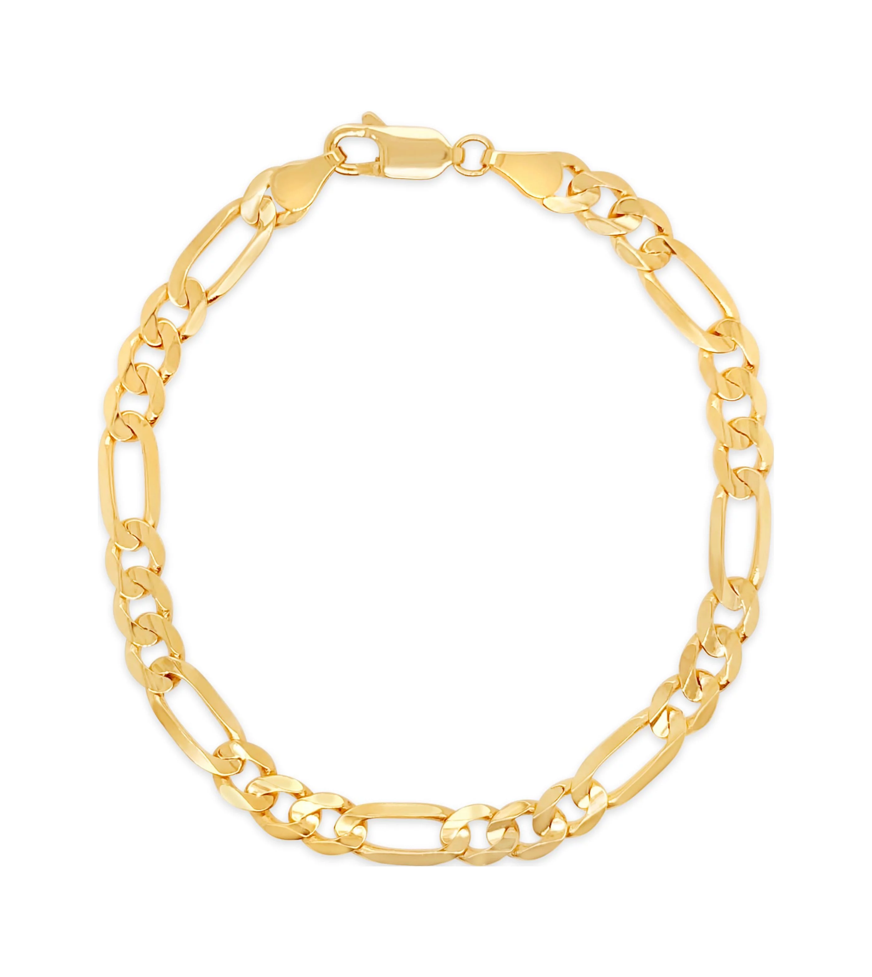 Olive & Chain Solid 14k Yellow Gold Figaro Link Chain Bracelet {7 inch 2mm} for Men & Women