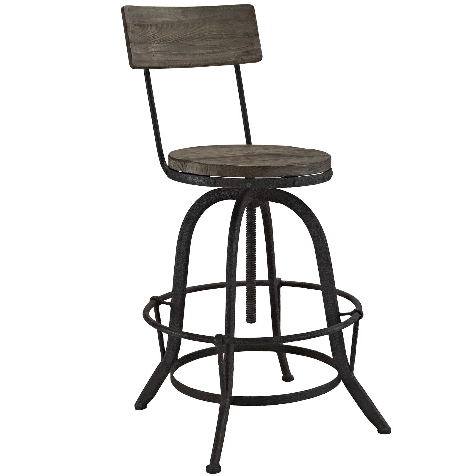 Industrial Modern Contemporary Dining Kitchen Wood Metal Bar Stool Brown