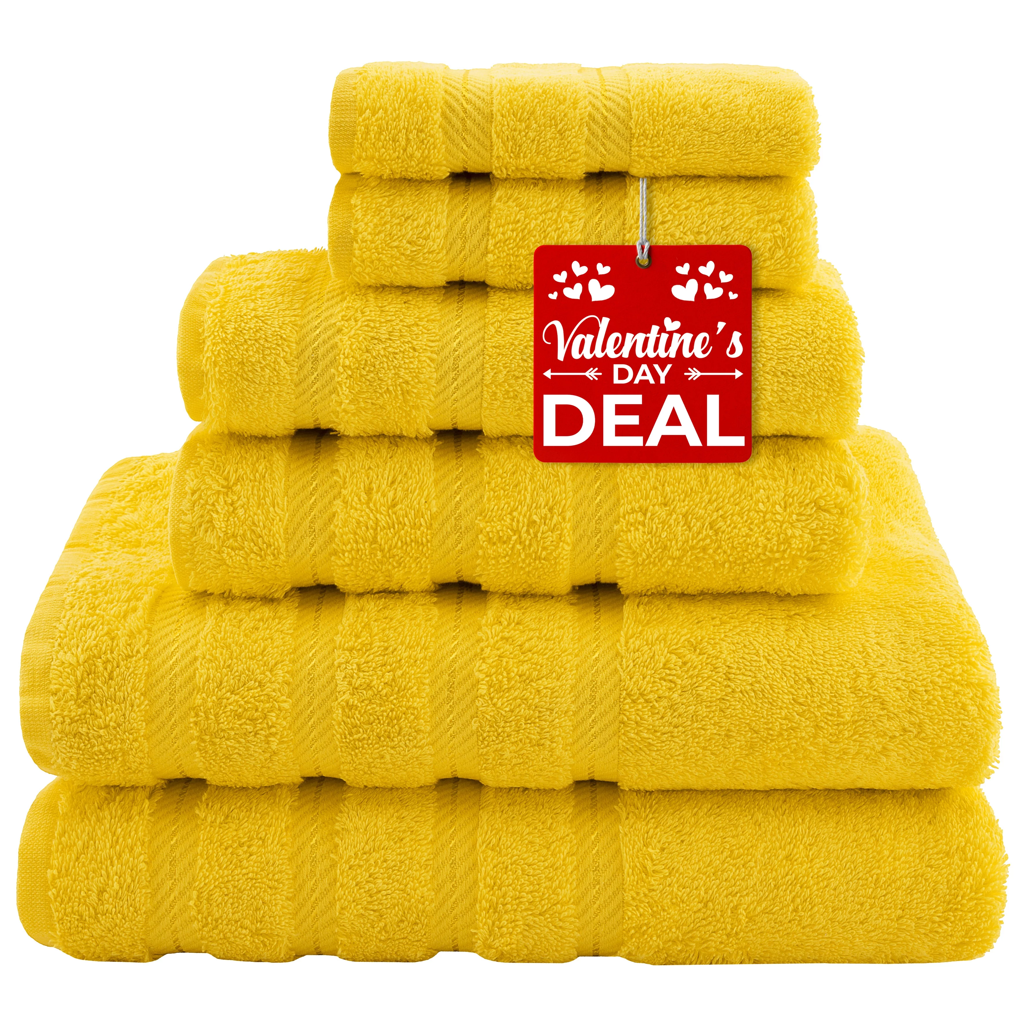 American Soft Linen100% Turkish Cotton Luxury 6 Piece Bath Towel Set- Yellow