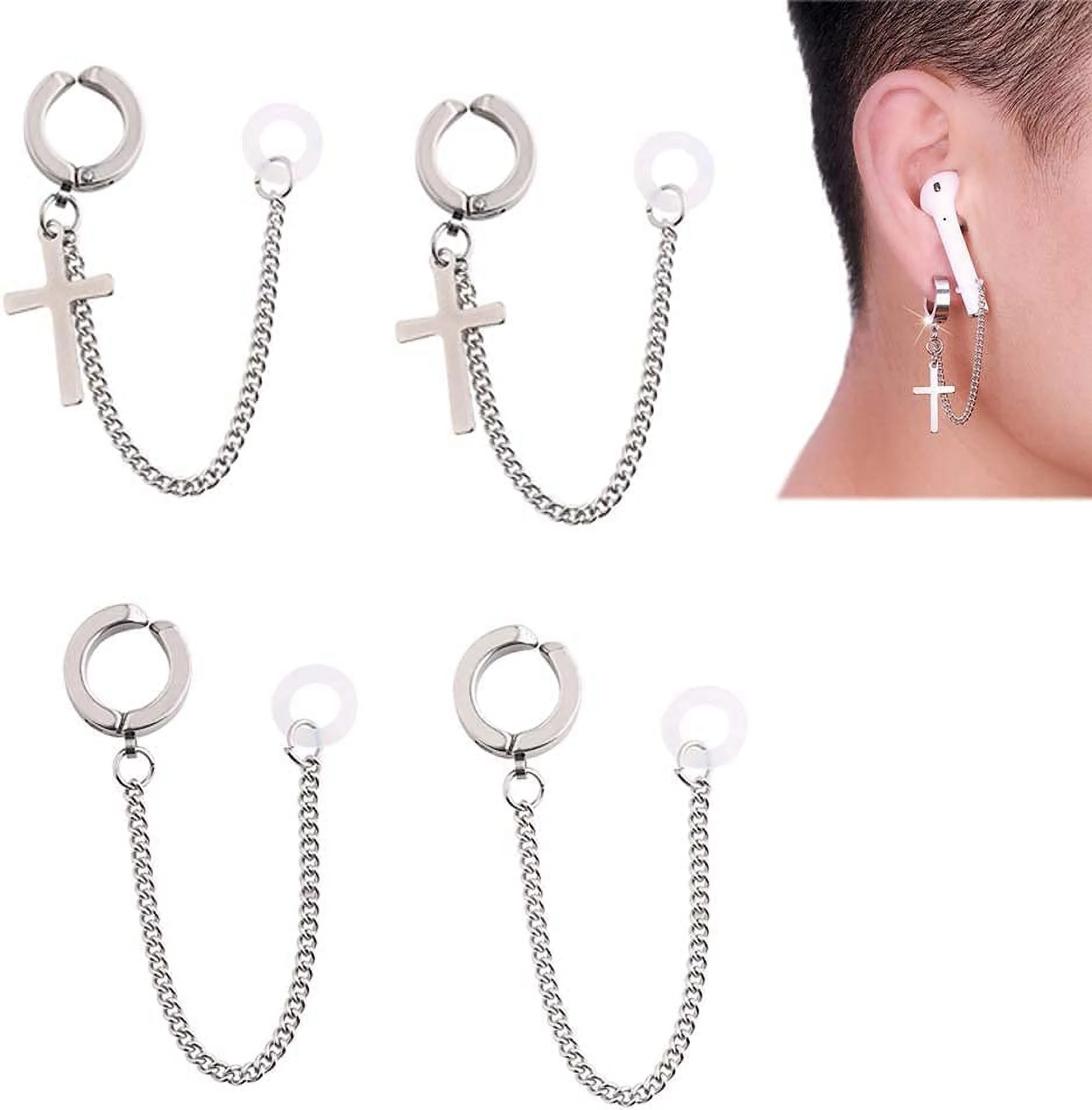 2 Pair Anti-Lost Earring Strap Wireless Earphone Holder Ear Hooks Compatible with Airpods 1 2 3 Pro