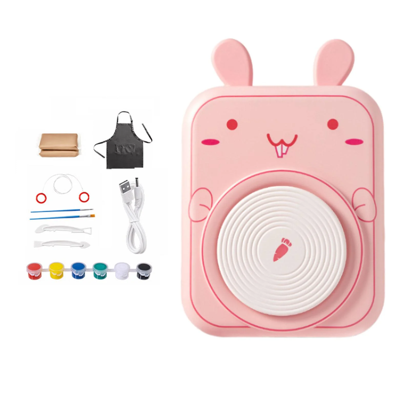 Electric Pottery Wheel Adjustable Speed Molding for School Beginners Home pink rabbit