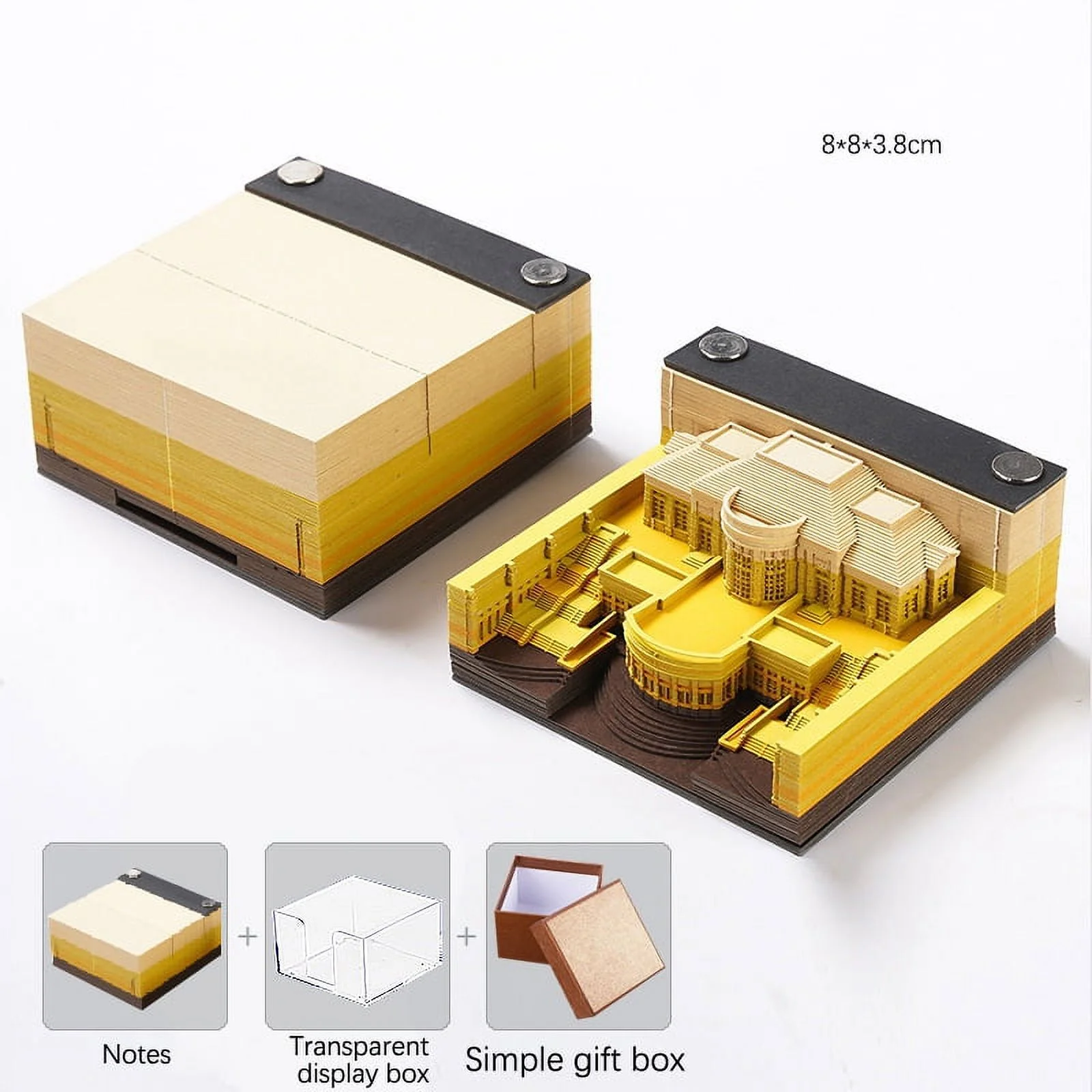 Desk Calendar,2024 Calendar Memo Pad,Creative Desk Calendar DIY Notes Notepad,3D Art Calendar Paper Carving Gift House Sculpture