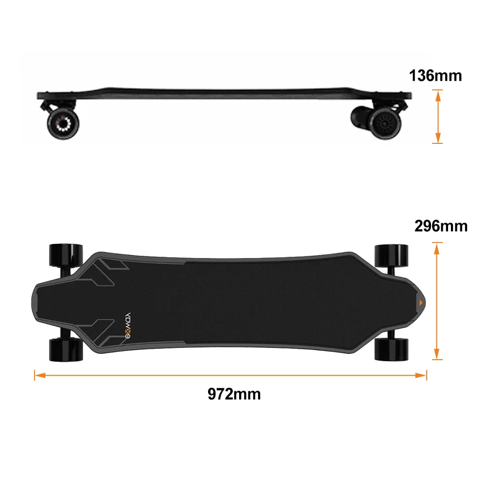 Electric Skateboard with Remote Control, 655W Motor E-Skateboard, 45 KM/H Top Speed Electric Longboard with Frog Light, 30KM Range,for Youth, Adults