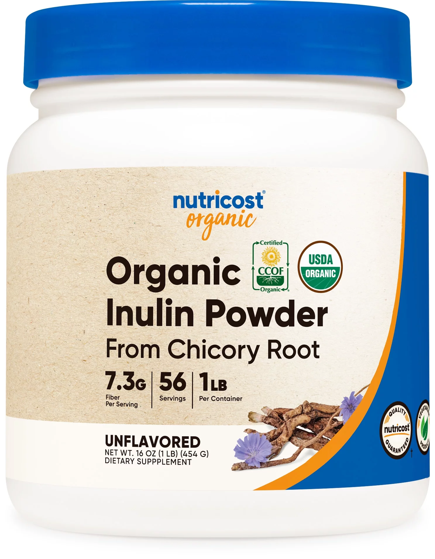 Nutricost Organic Inulin Powder 1LB, 7.5 Grams of Fiber Per Serving, Non-GMO Supplement