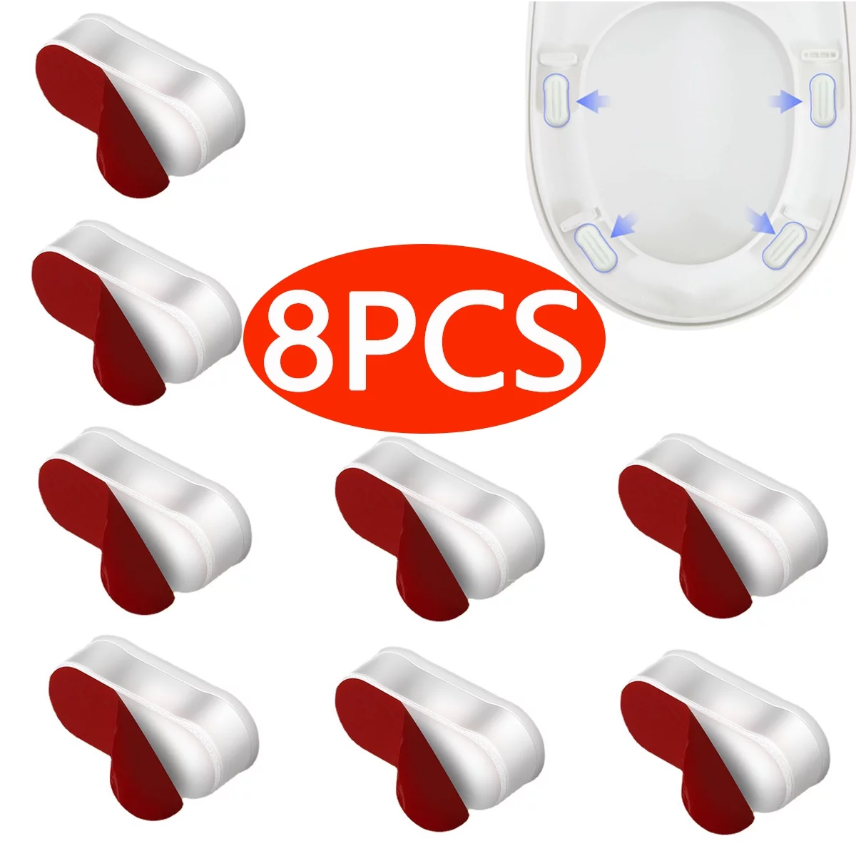 Bidet Toilet Seat Bumper Seat Gasket Pad Kit Universal Bidet Seat Spacers for Home Hotel Toilet, 8PCS
