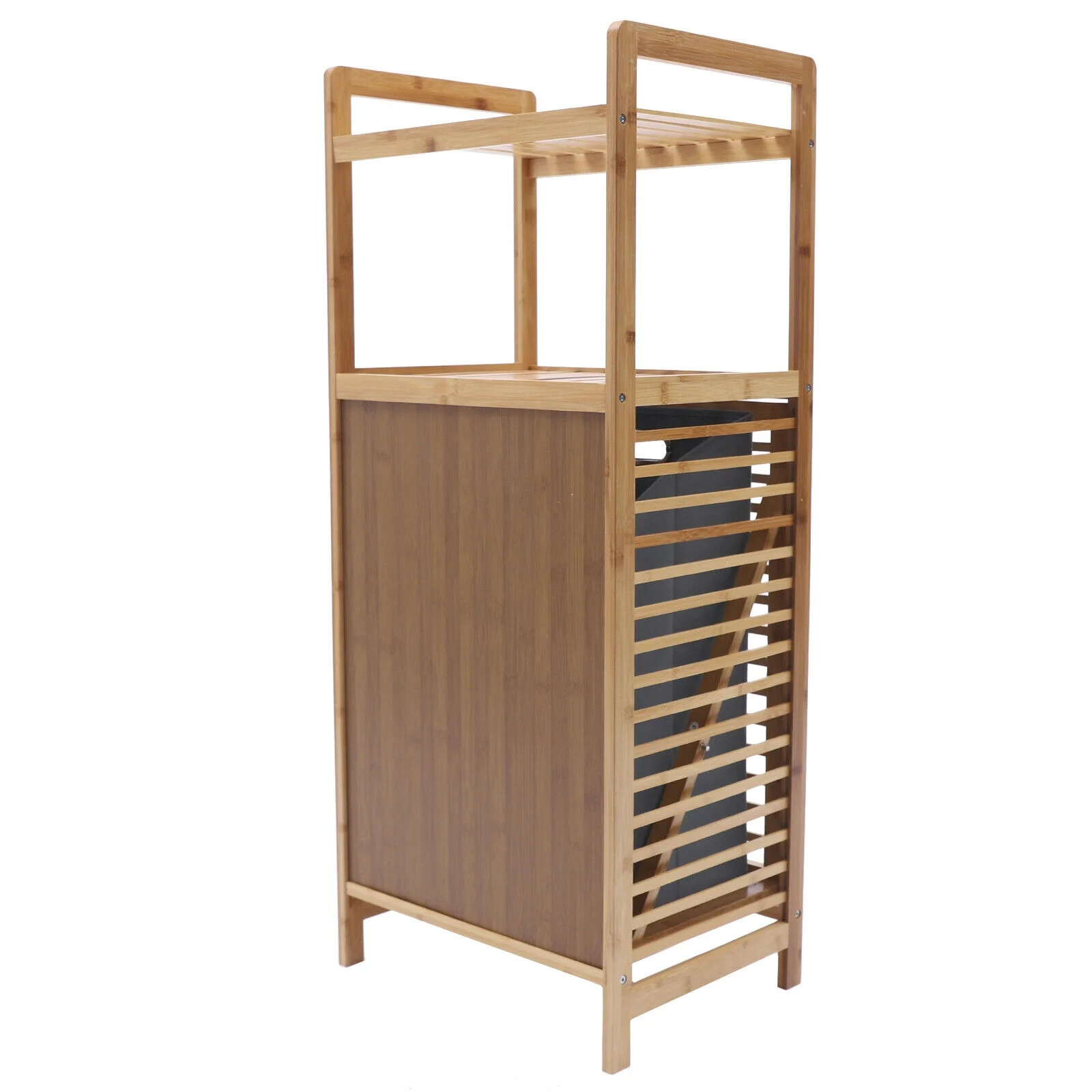 2-Layer Bamboo Laundry Hamper Basket Storage Dirty Clothes Tilt Out Baskets NEW