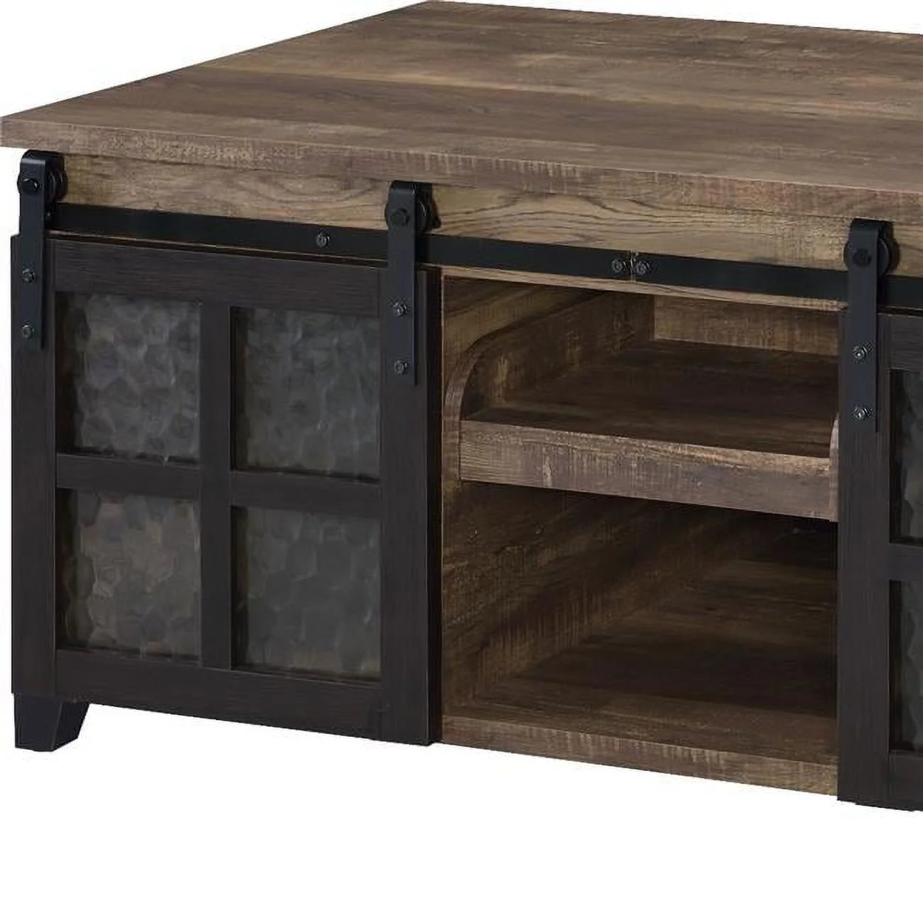 23 x 47 x 24 in. Black & Rustic Oak Manufactured Wood Rectangular Coffee Table with Shelf