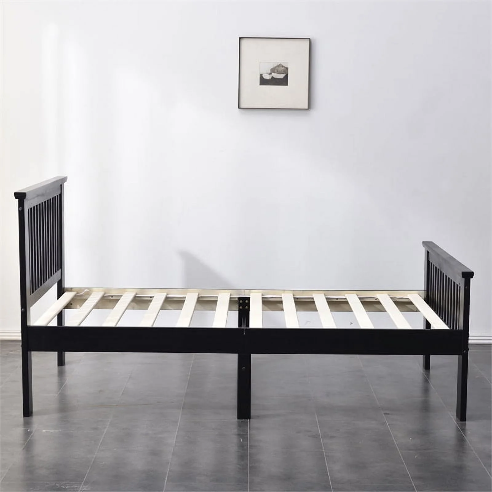 Home Square 2-Piece Set with Twin Bed and Chest Dresser with Lock in Black