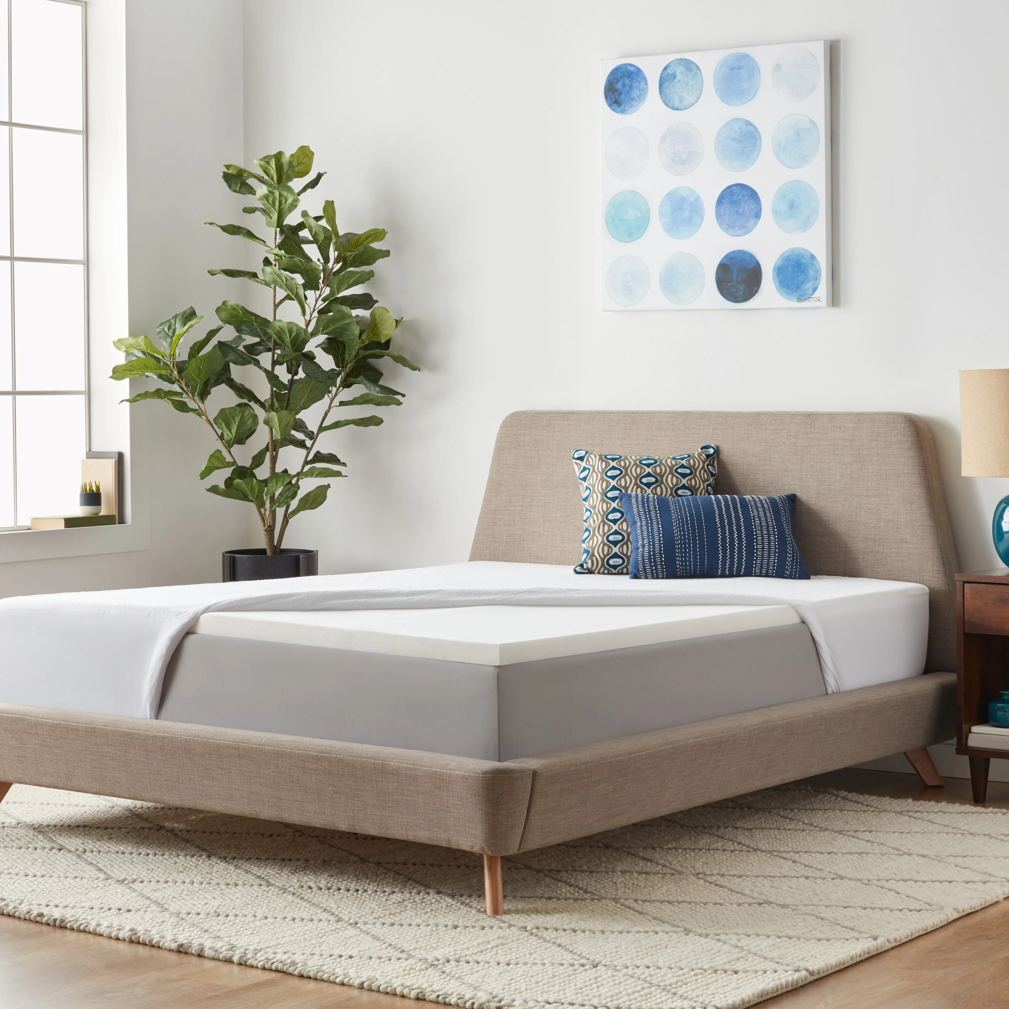 Lucid Comfort Collection 2-inch Solid Foam Mattress Topper with Premium Mattress Protector