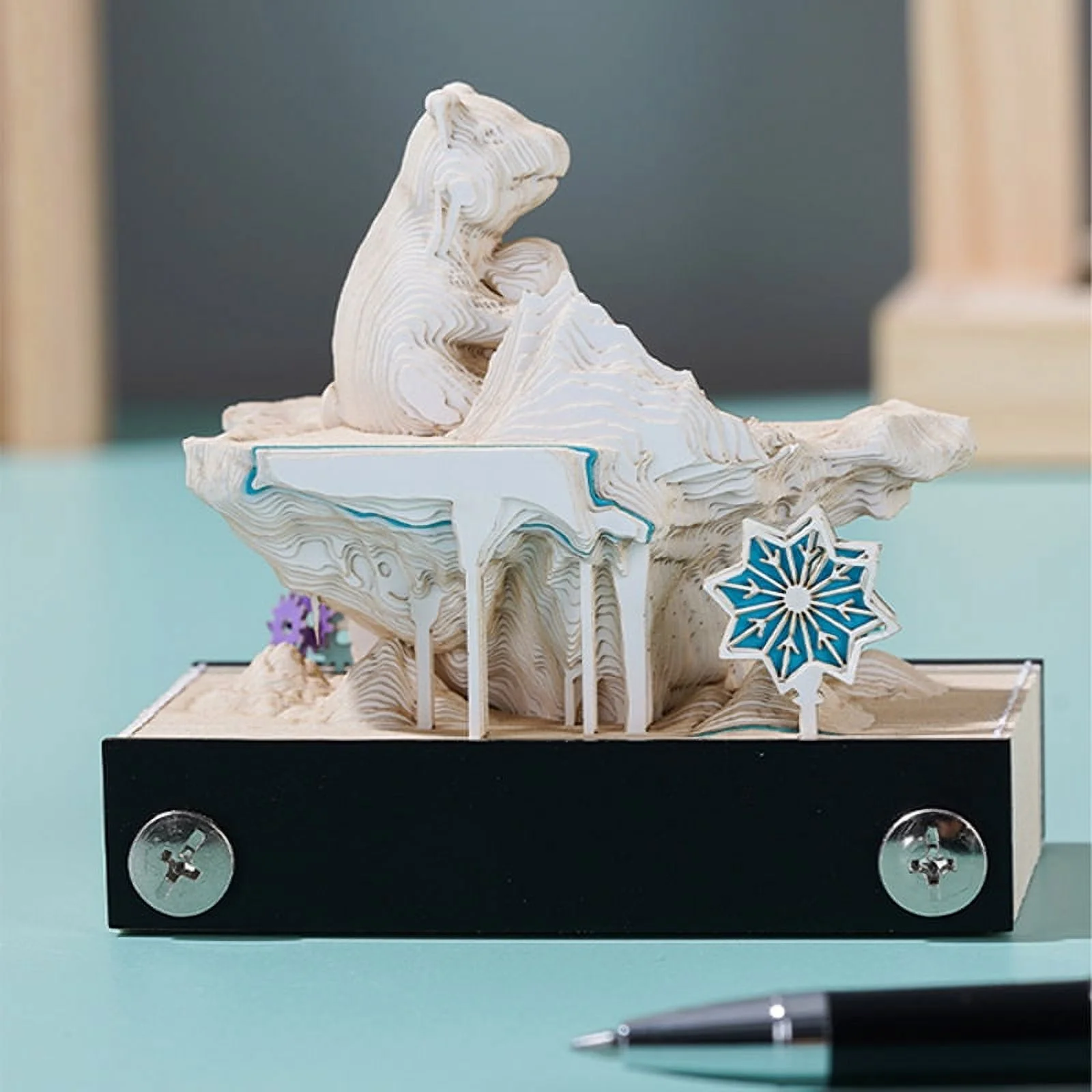 Desk Calendar,2024 Calendar Memo Pad,Creative Desk Calendar DIY Notes Notepad,3D Art Calendar Paper Carving Gift House Sculpture