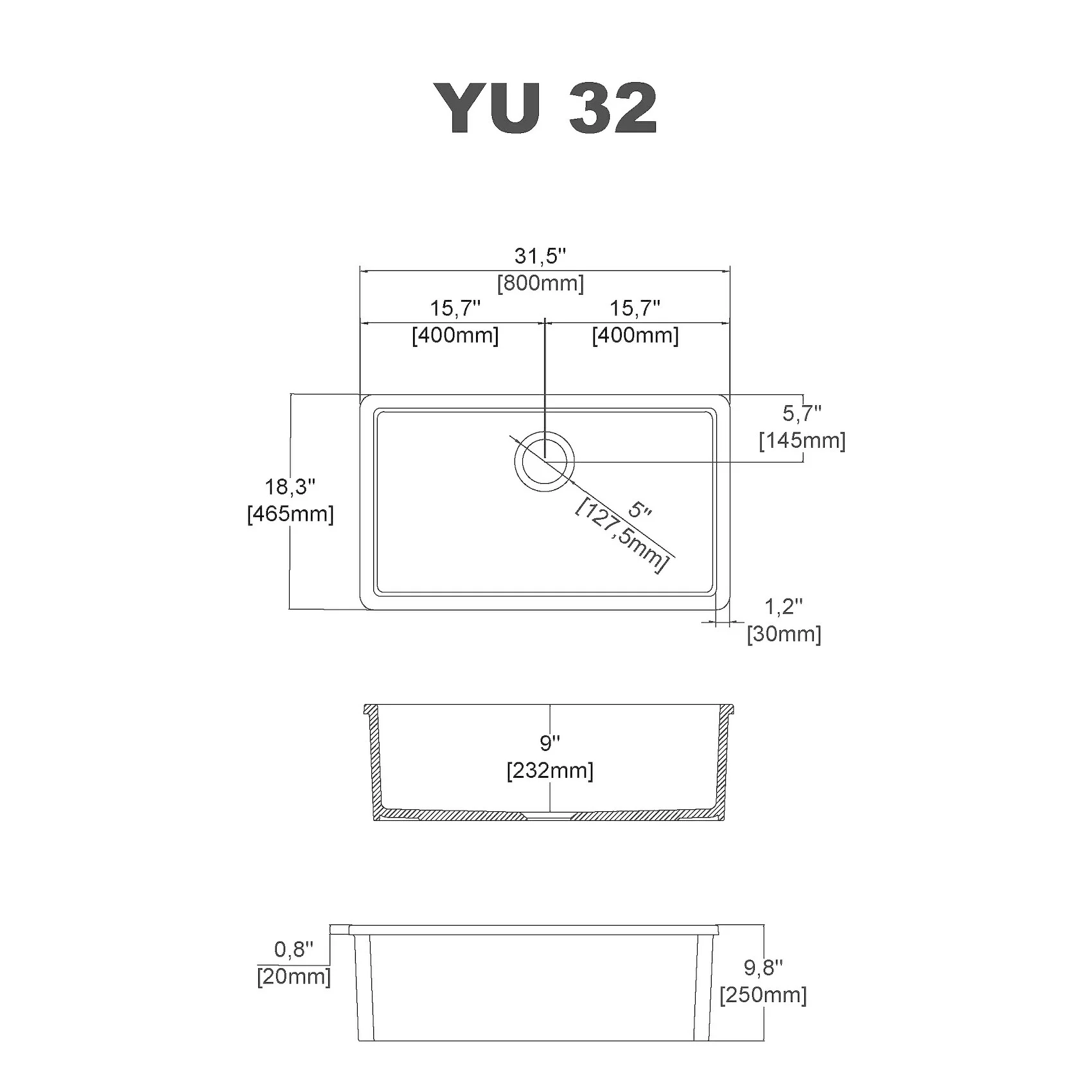 Empire Industries Yorkshire Undermount Fireclay 31.5