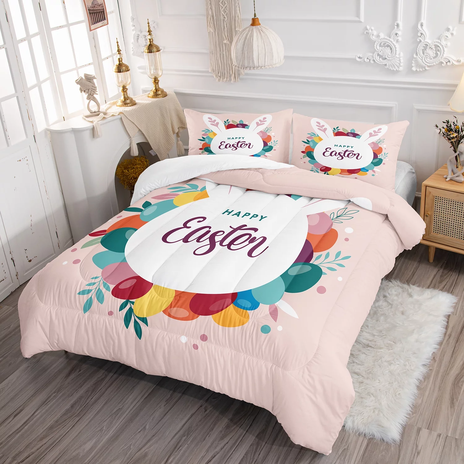 Hosima 3-Piece 3D Digital Printed Comforter Series, Easter Themed Comforter, Children's and Adult Room Decoration, Bedding Series,2123912306-Twin-C