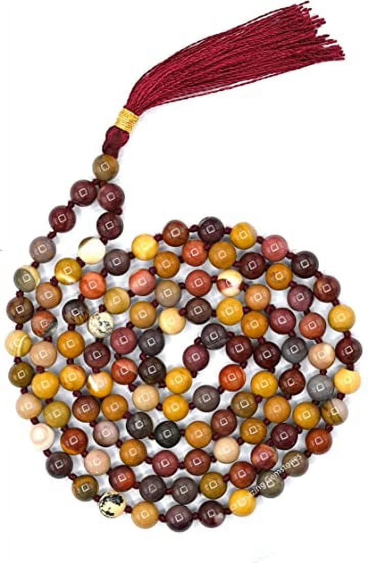 Mookaite Jasper Mala Beads 108 Buddhist Prayer Beads Japamala Hand Knotted