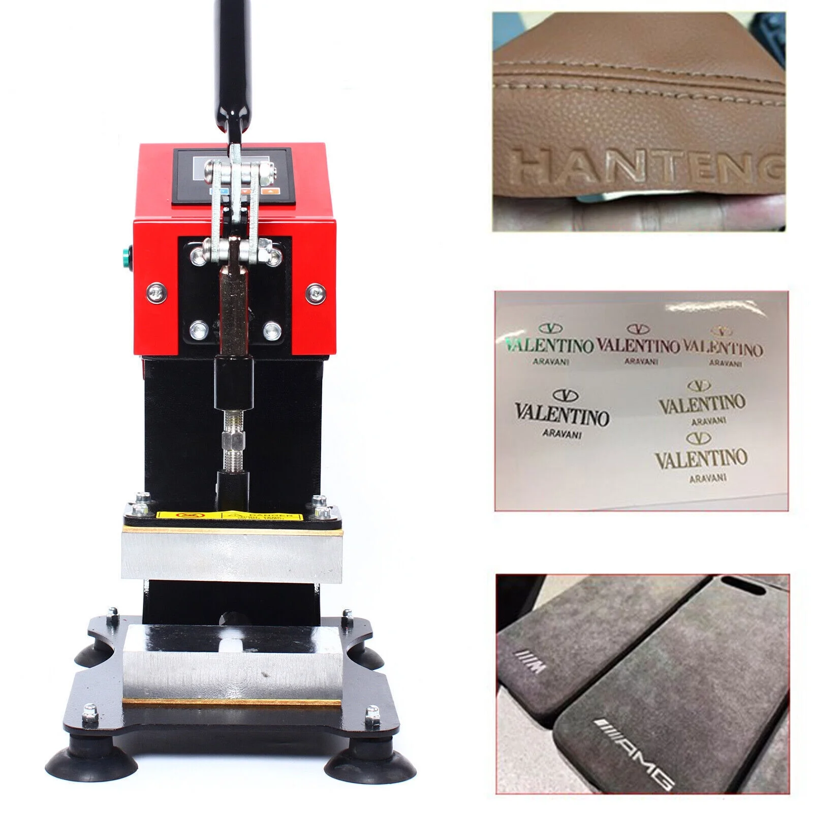 900w Heat Press Machine Dual Heating Stamping Transfer Printer Wax Extractor,Red + Black