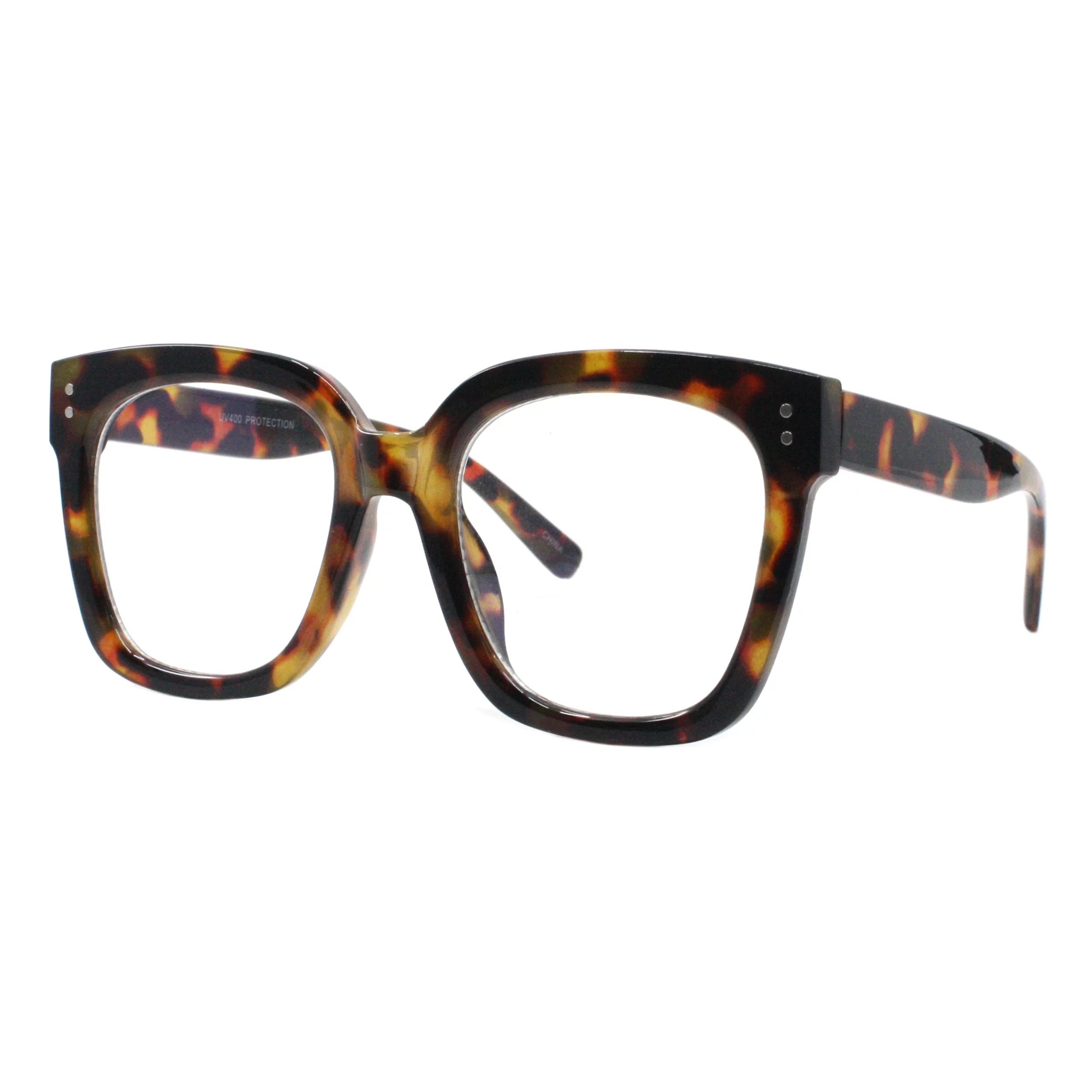 Blue Light Filtering Lens Glasses XL Oversized Square Frame Unisex Tortoise