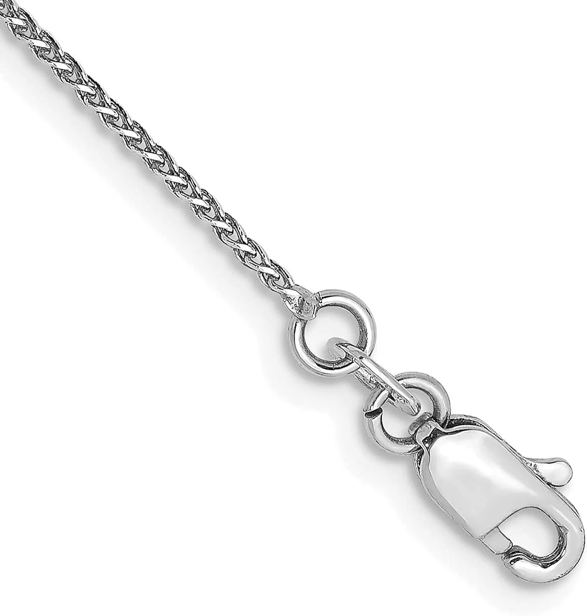 Solid 14K White Gold 1.3mm Diamond-cut Spiga with Lobster Lock Bracelet - 6