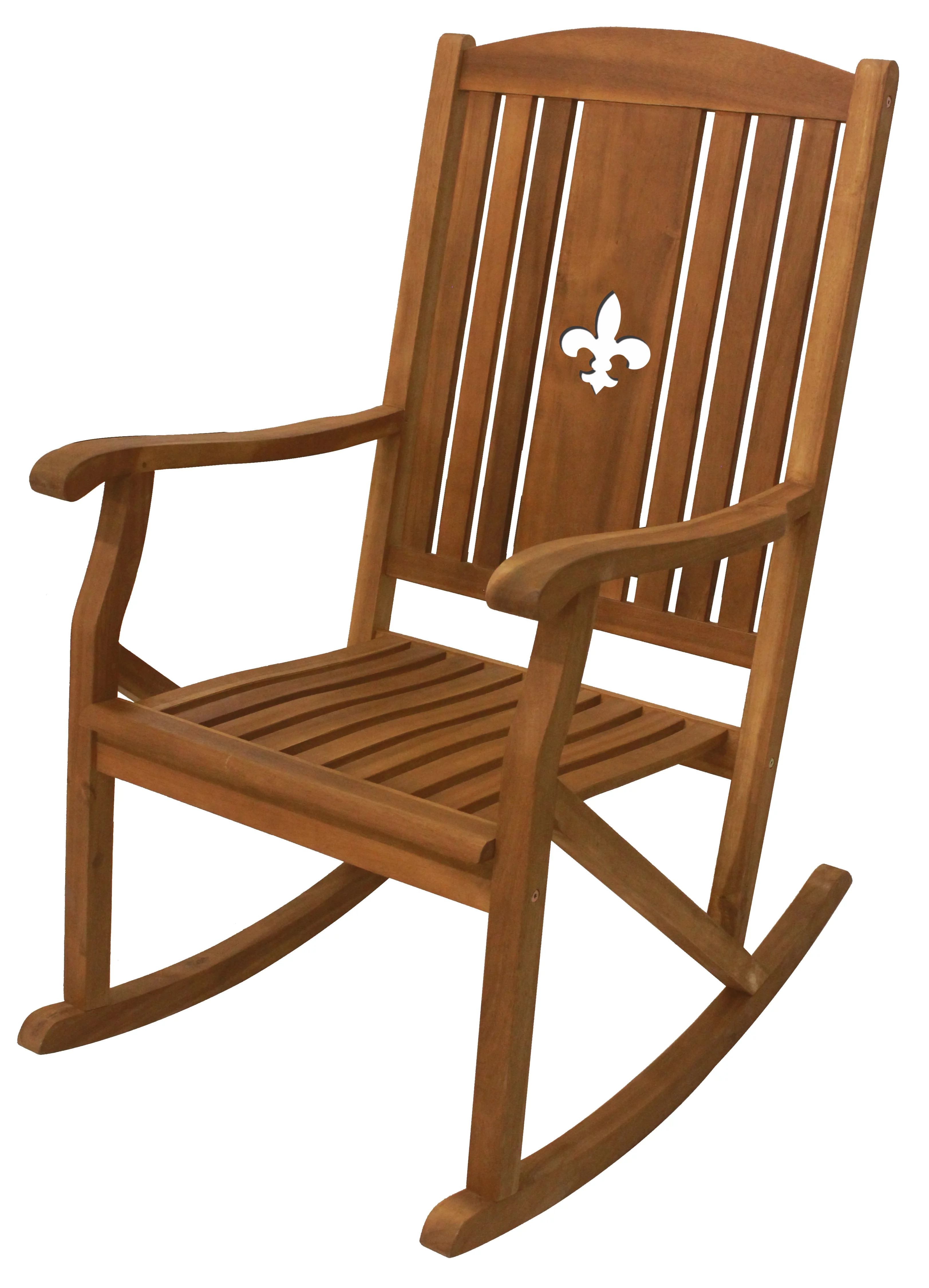 Leigh Country TX 36107 Sequoia Adult Wood Outdoor Rocker with Fleur-De-Lis Cut Out - Brown