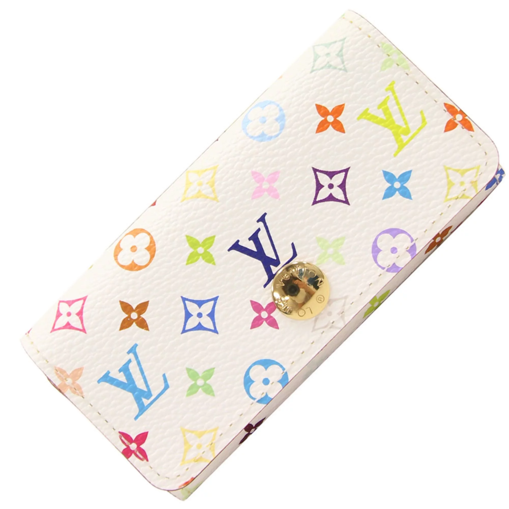 Pre-Owned Louis Vuitton Quadruple Key Case Monogram Multicolor 4 M60043 Bron Keychain Keyring White Ladies (Like New)