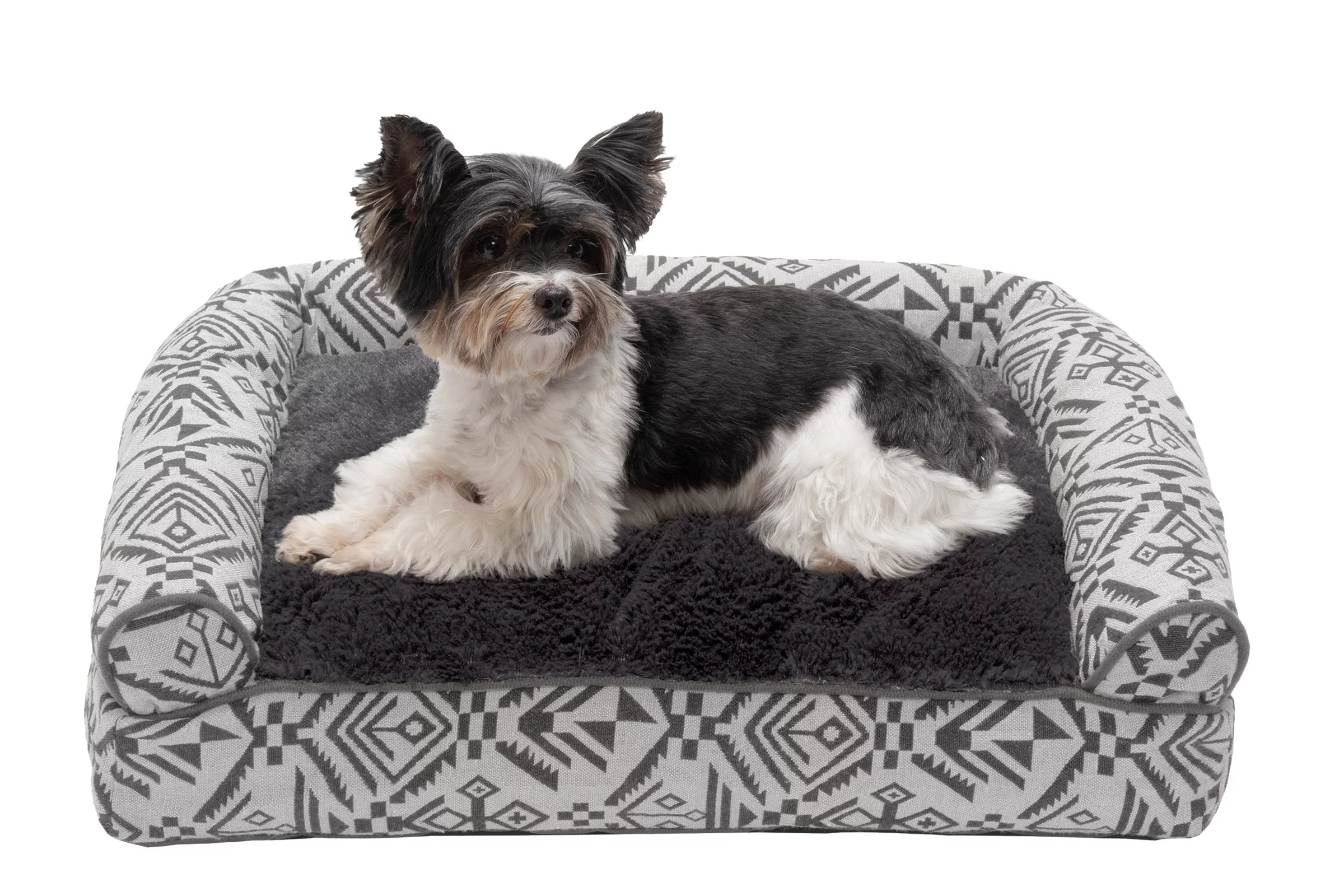 FurHaven Pet Products | Southwest Kilim Pillow Sofa Dog Bed - Black Medallion, Jumbo