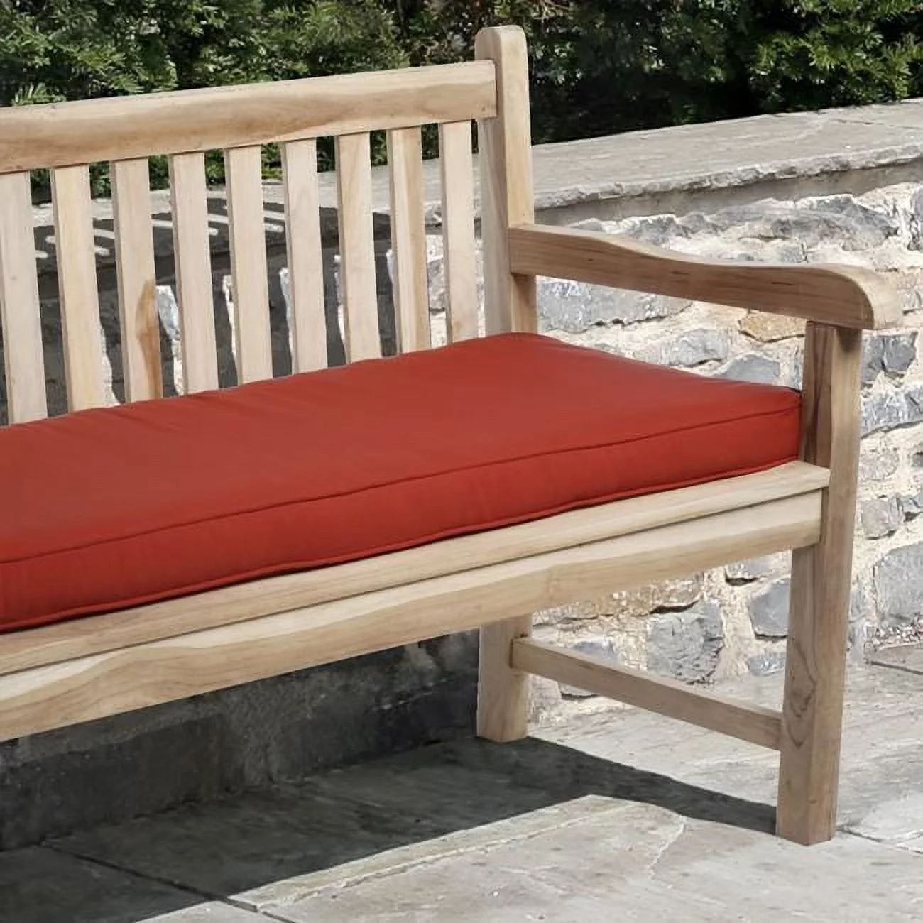 Sorra Home Sunbrella Red OutdoorBench Cushion Canvas Jockey Red 48 in w x 19 in d