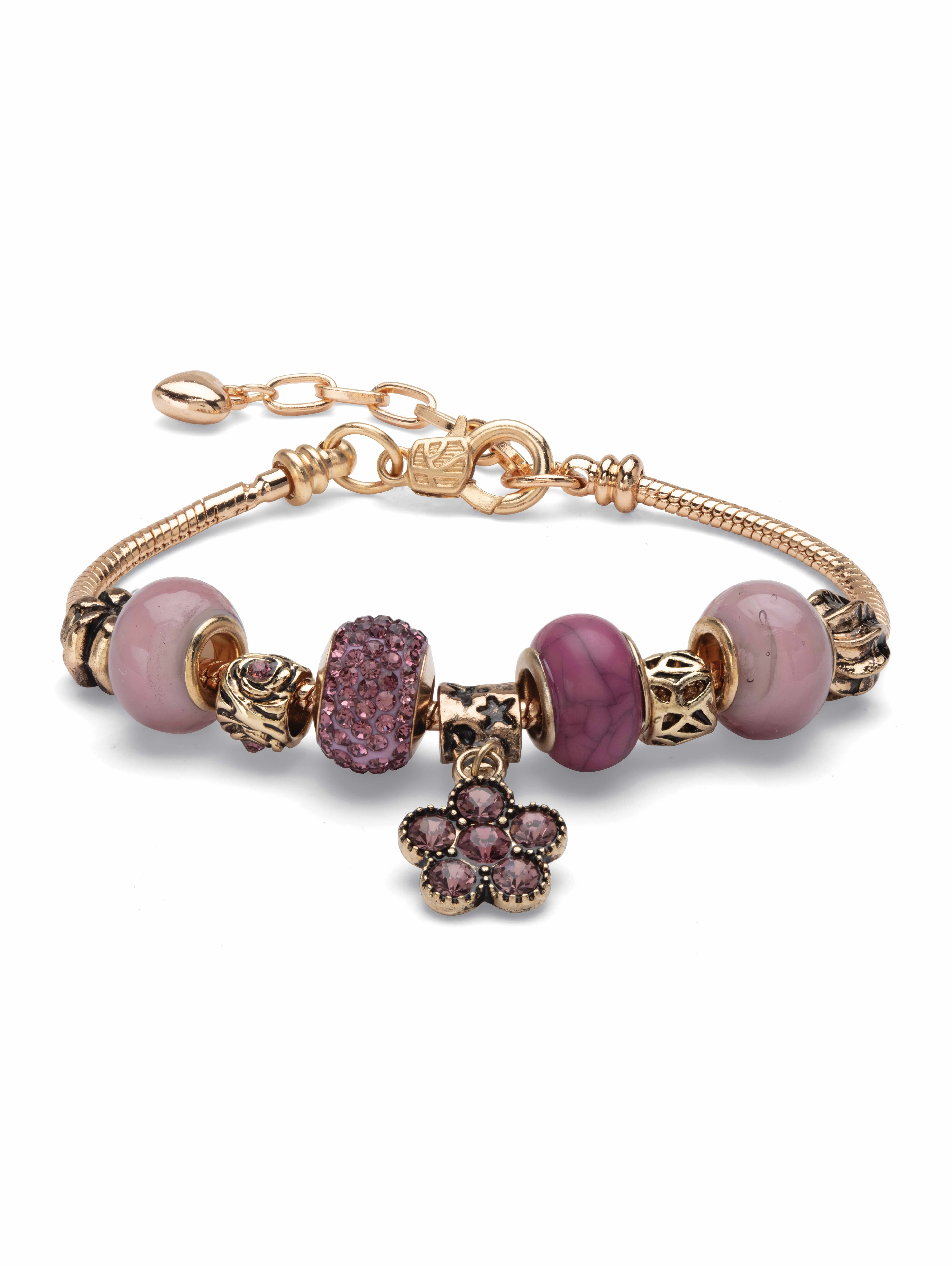 PalmBeach Jewelry Simulated Birthstone Charm Bracelet in Silvertone or Goldtone