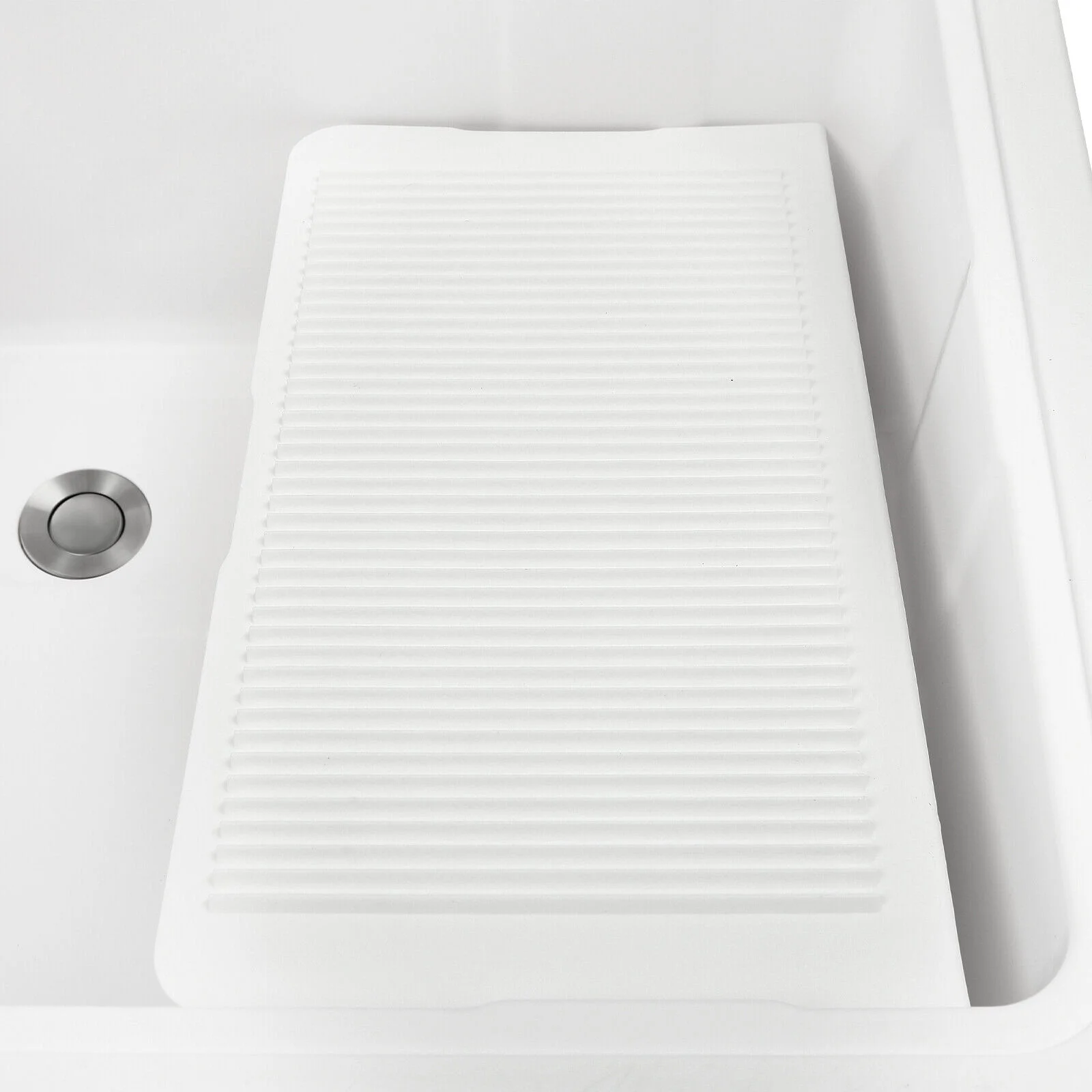 White Utility Sink Laundry Tub Freestanding Sink Wash Station w/ Faucet Home