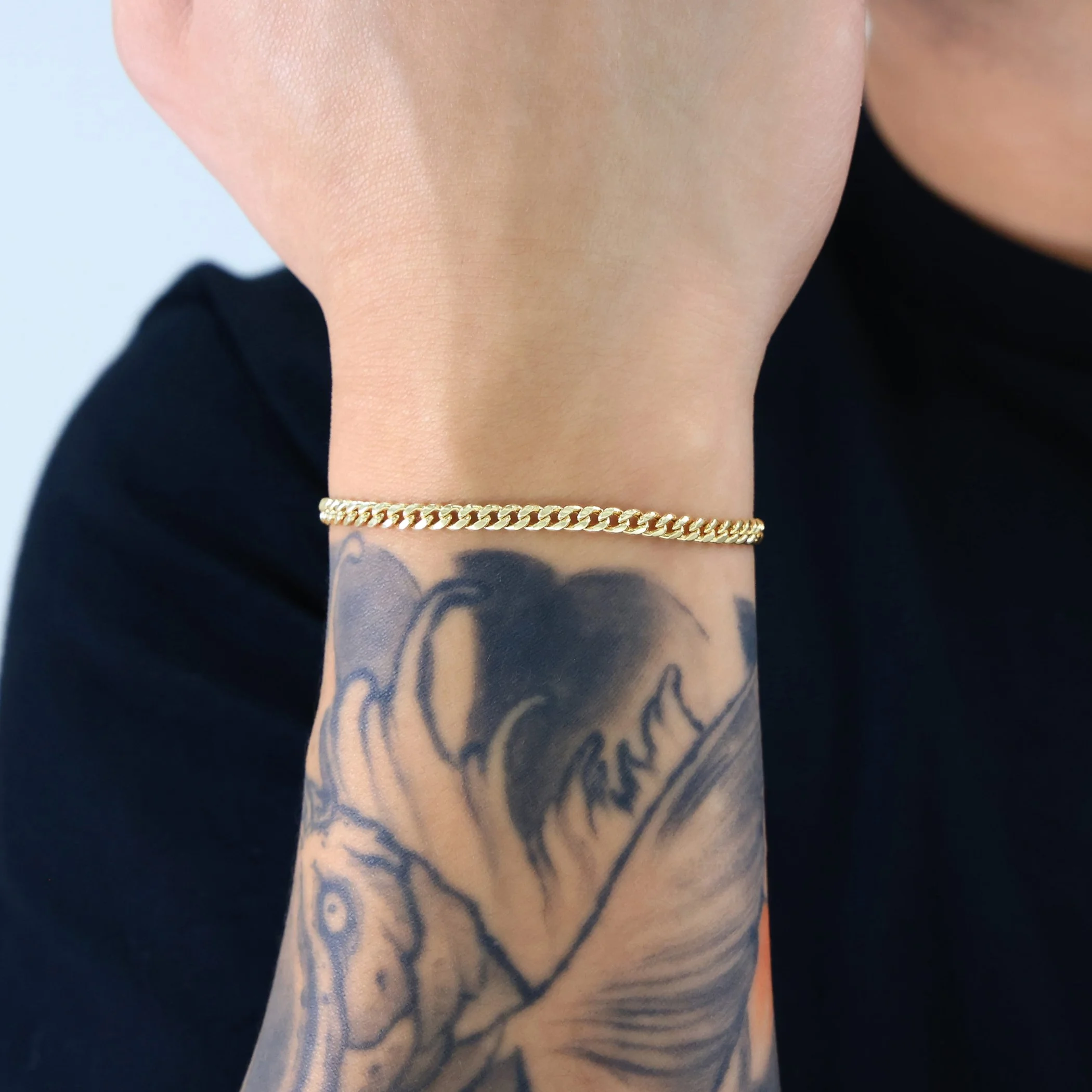 Nuragold 14k Yellow Gold 4mm Miami Cuban Link Chain Bracelet, Mens Womens Jewelry 7