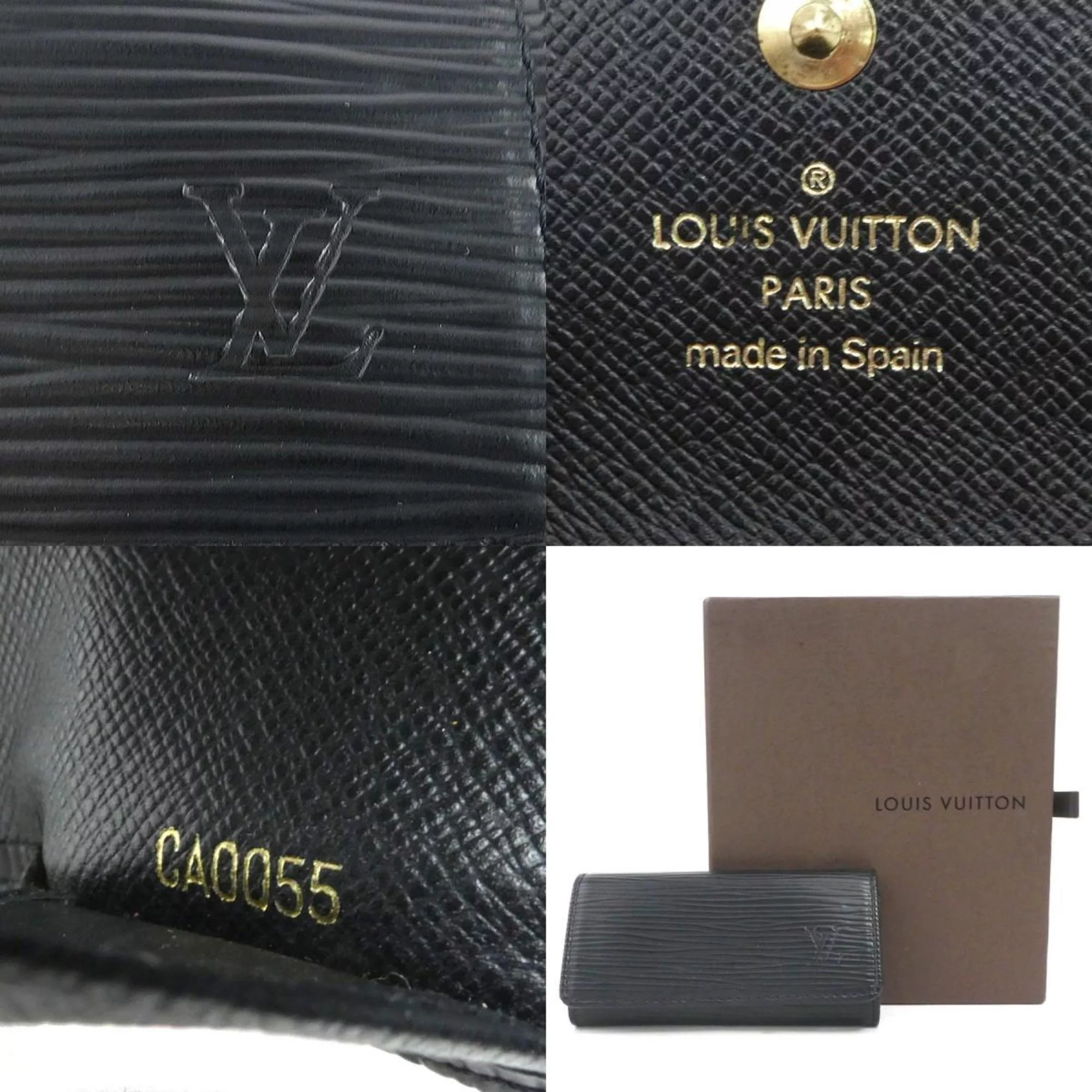 Pre-Owned Louis Vuitton LOUIS VUITTON Key Case Epi Multicle 4 Leather Noir Men's M63822 r9609f (Good)
