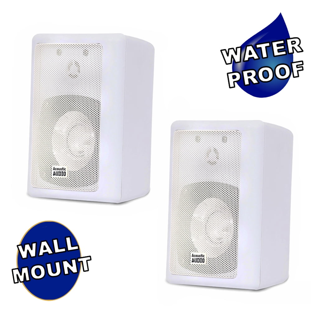 Acoustic Audio AA151W Indoor Outdoor 2 Way Speakers White Mountable Pair