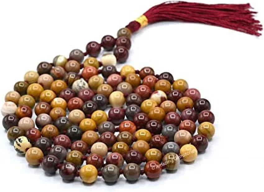 Mookaite Jasper Mala Beads 108 Buddhist Prayer Beads Japamala Hand Knotted