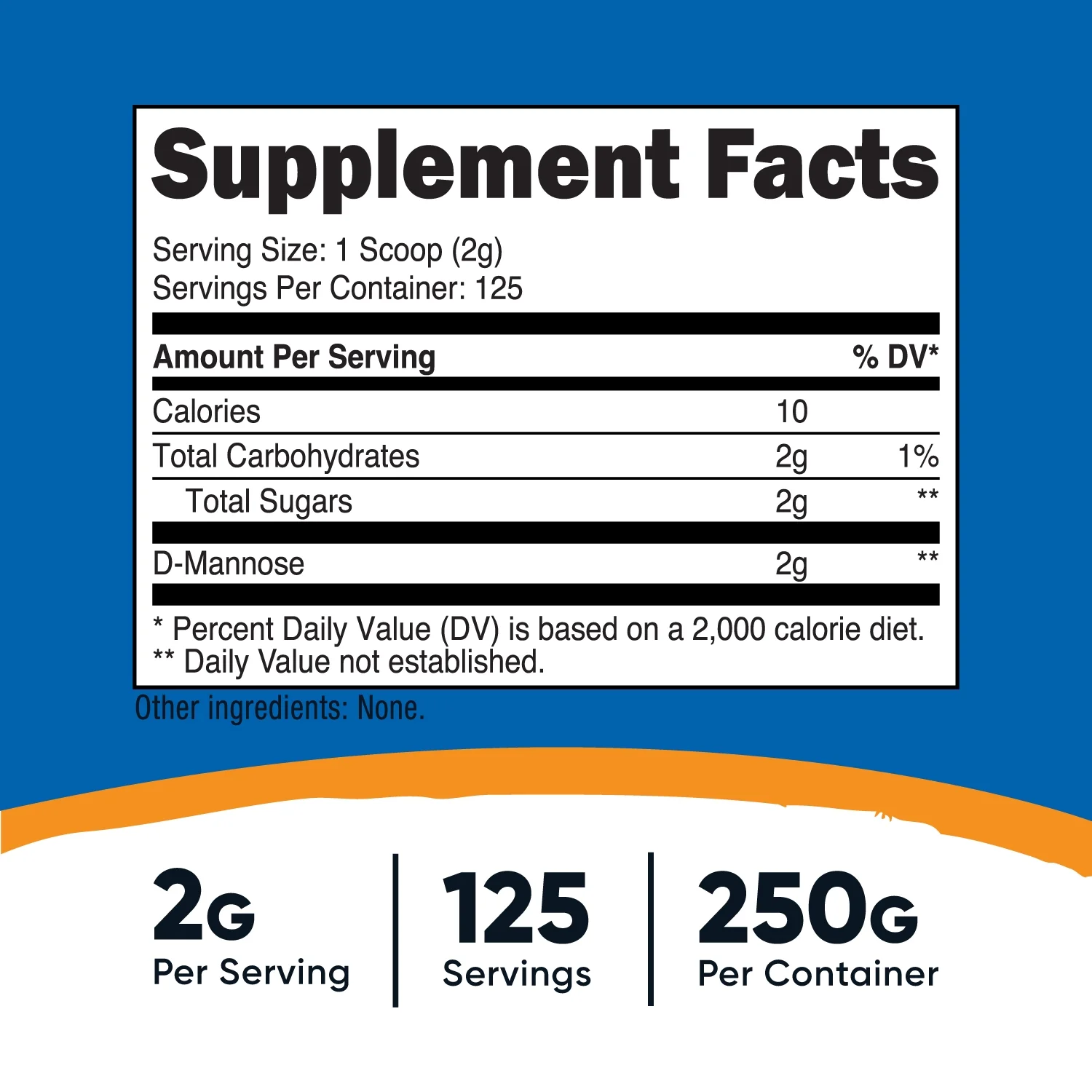 Nutricost D-Mannose Powder 250g, 2g Serving - Non-GMO, Gluten Free Supplement