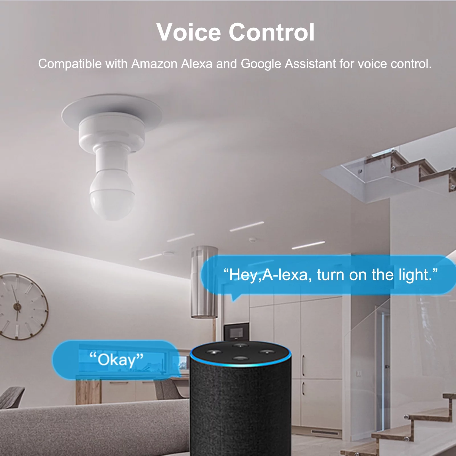 Smart Slampher WiFi Bulb Holder, E27 Wireless Real Timer for Smart Home