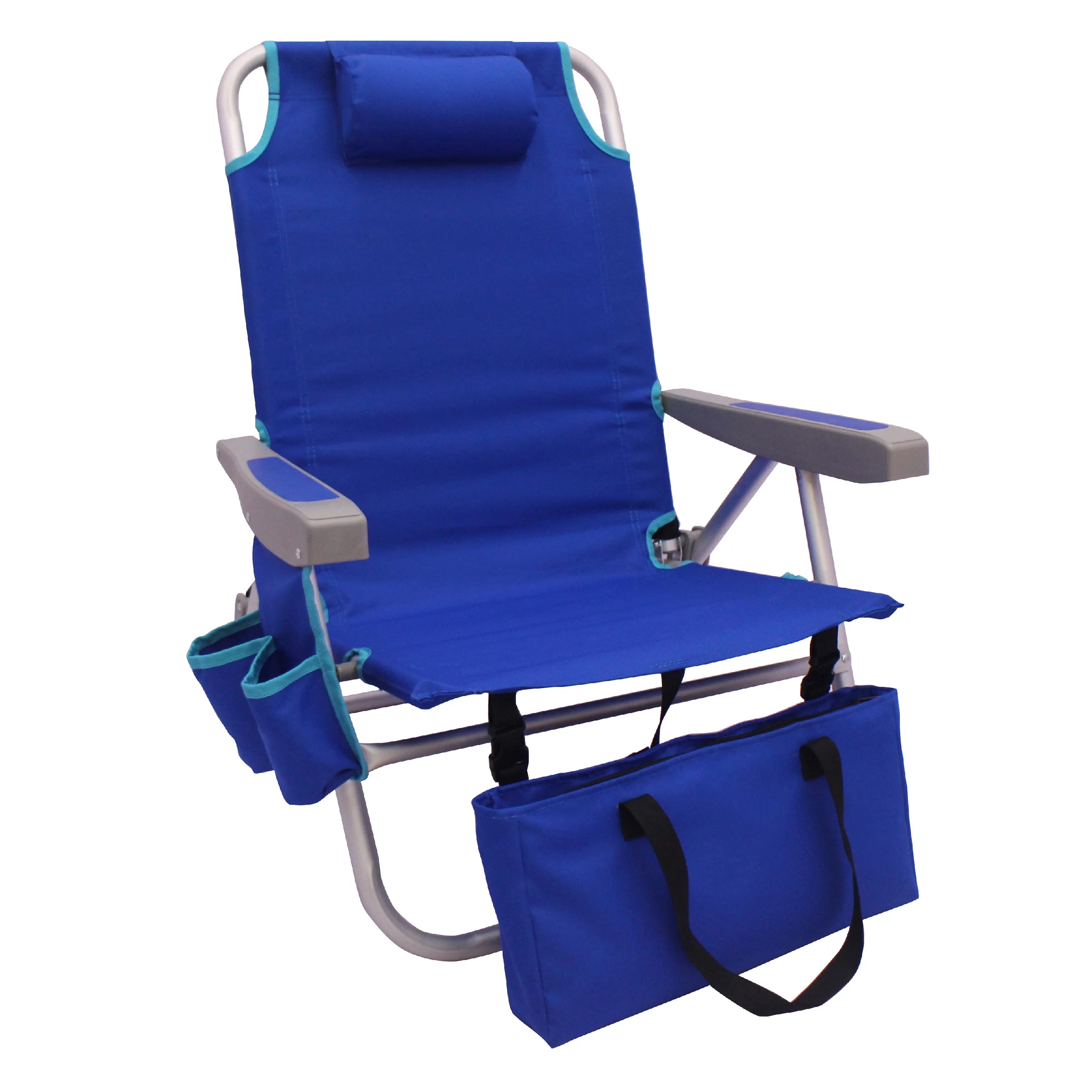 2-Pack Mainstays Reclining Beach & Event Backpack Chair with Cooler Bag Blue