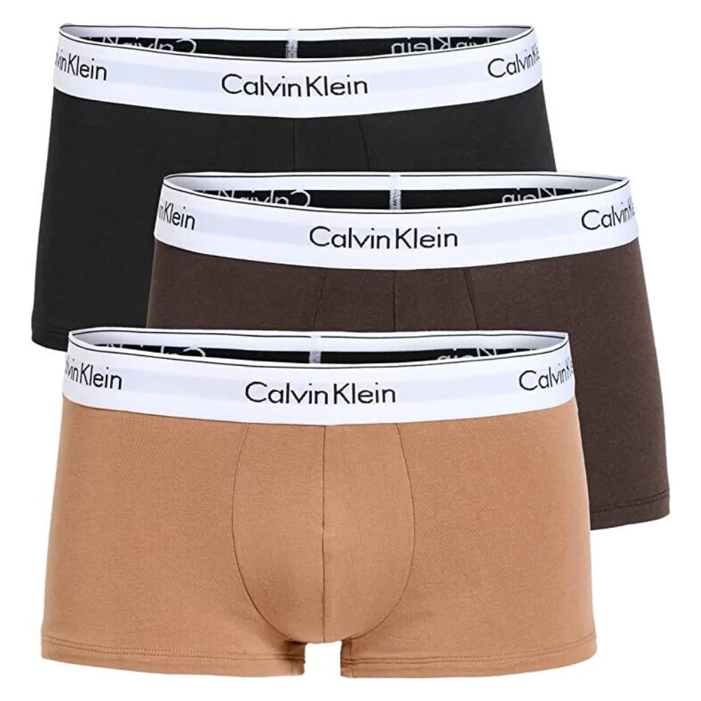 Calvin Klein Men's Modern Cotton Stretch Naturals 3-Pack Low Rise Trunk,Multi,XL