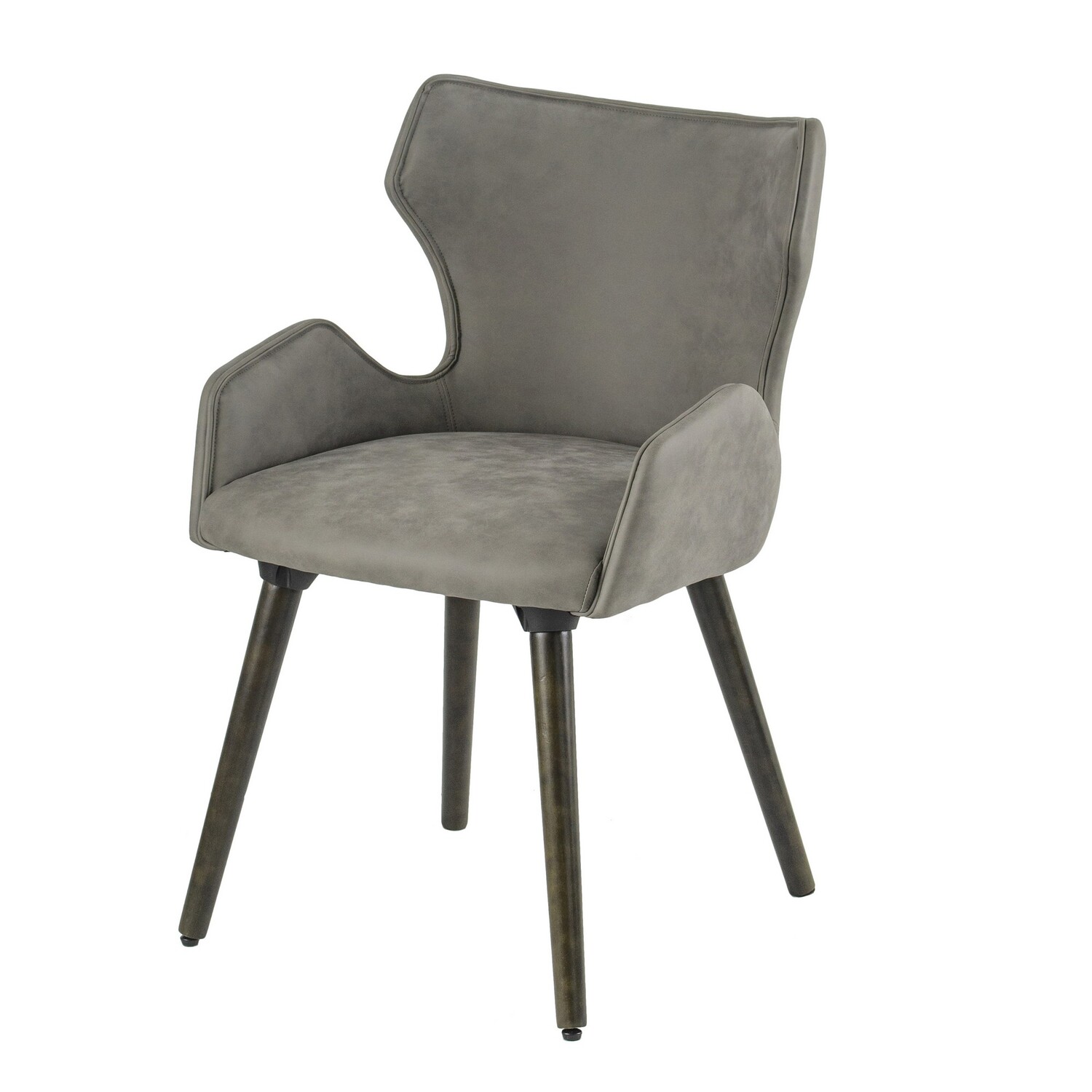 Benjara Rog 23 Inch Wood Dining Chair Set of 2, Wingback Seat, Gray and Brown