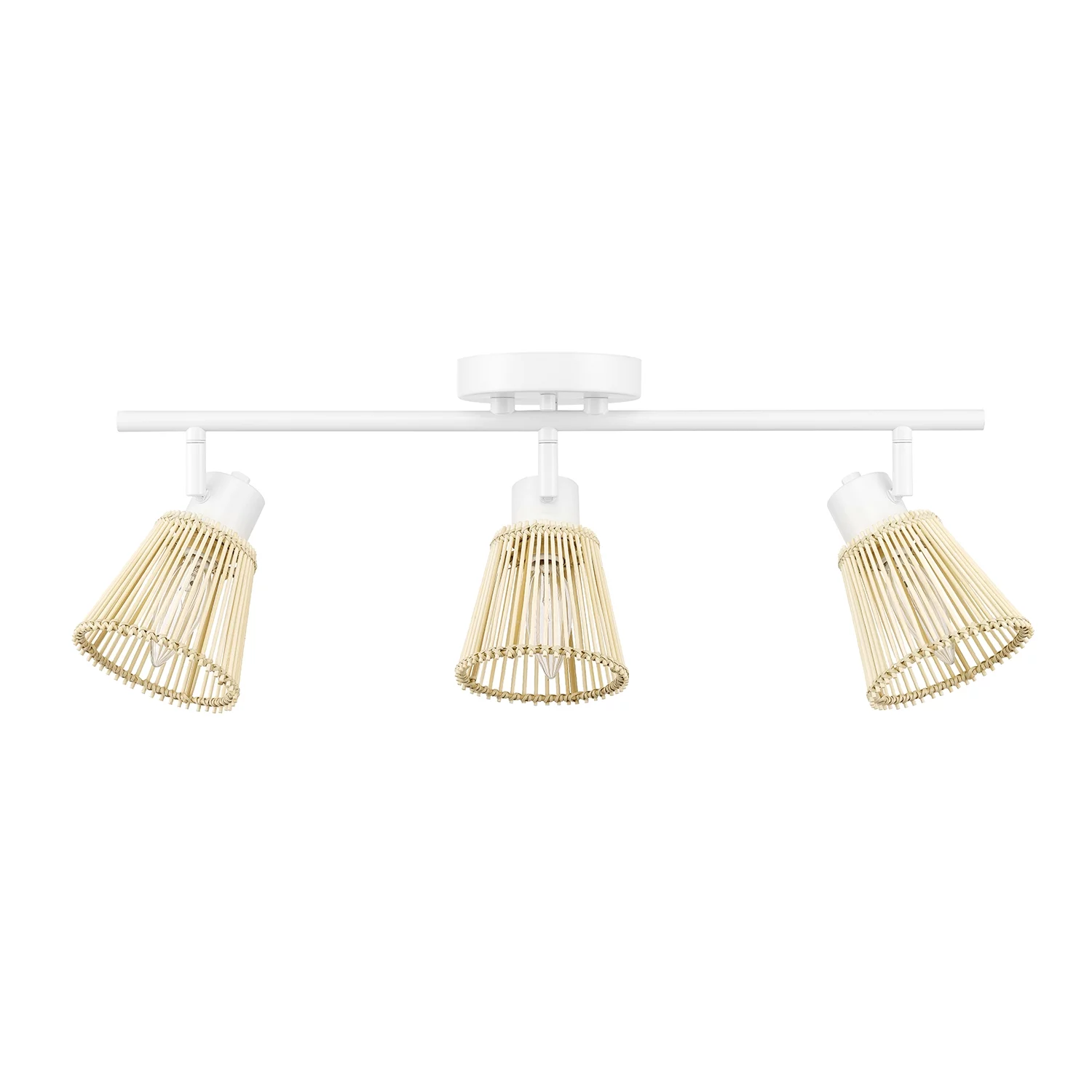 Globe Electric 3-Light Matte White Track Lighting with Bamboo Shades, 91005761