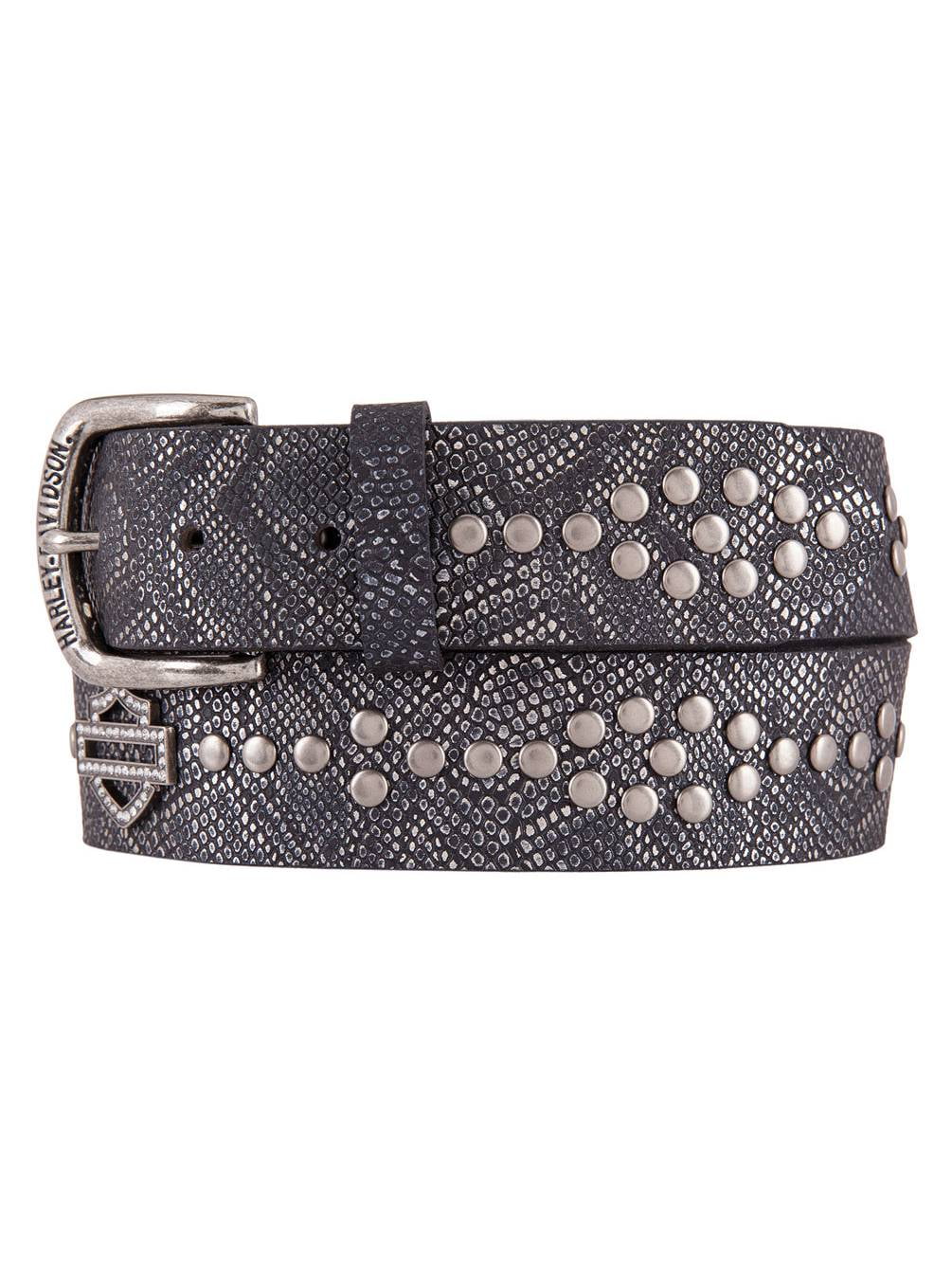 Harley-Davidson Women's Studded Bling Snake Leather Belt, Black HDWBT11450 (M), Harley Davidson