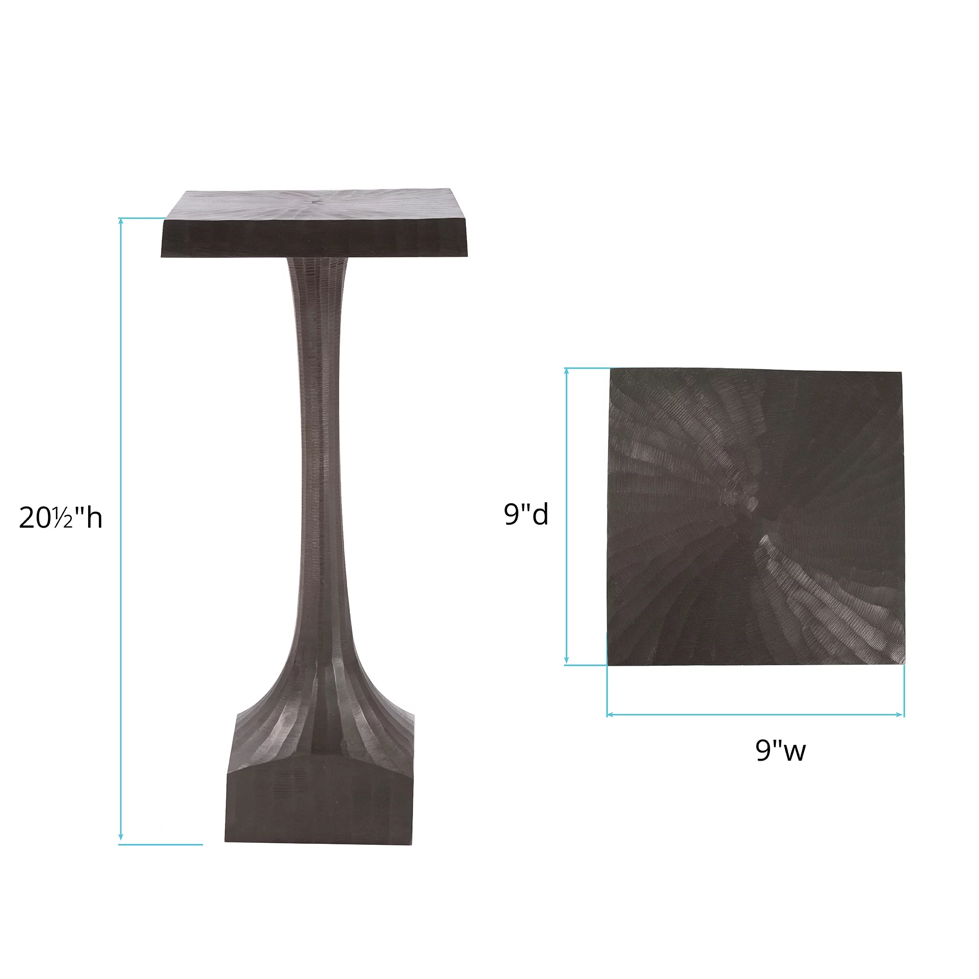 Tyler Dillon Square Graphite Chiseled Metal Martini Table 20.5